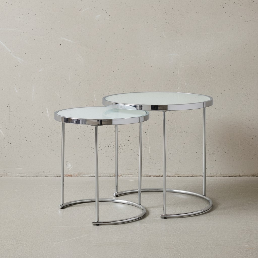 KADIMA DESIGN 2tlg Runder Glas Couchtisch Set, modernes Design mit Stauraum, platzsparend. - Bild 1