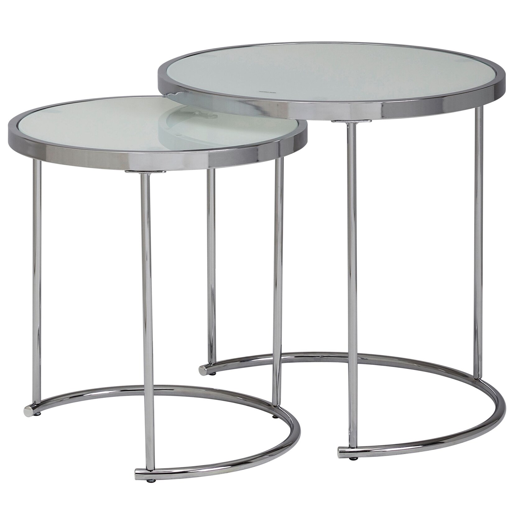KADIMA DESIGN 2tlg Runder Glas Couchtisch Set, modernes Design mit Stauraum, platzsparend.