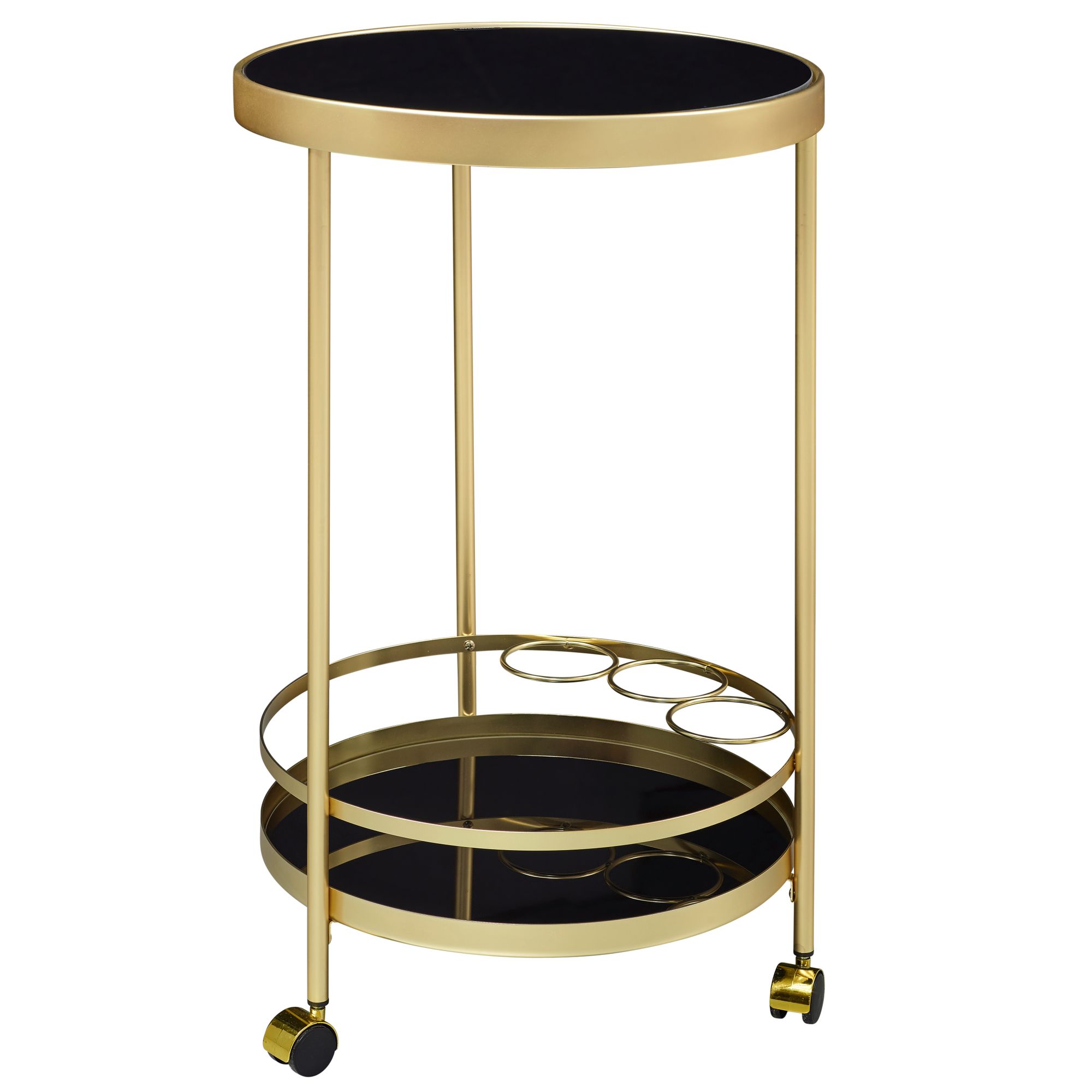 KADIMA DESIGN Goldener Servierwagen mit Retro-Charme und Schwarzem Sicherheitsglas - Bild 1