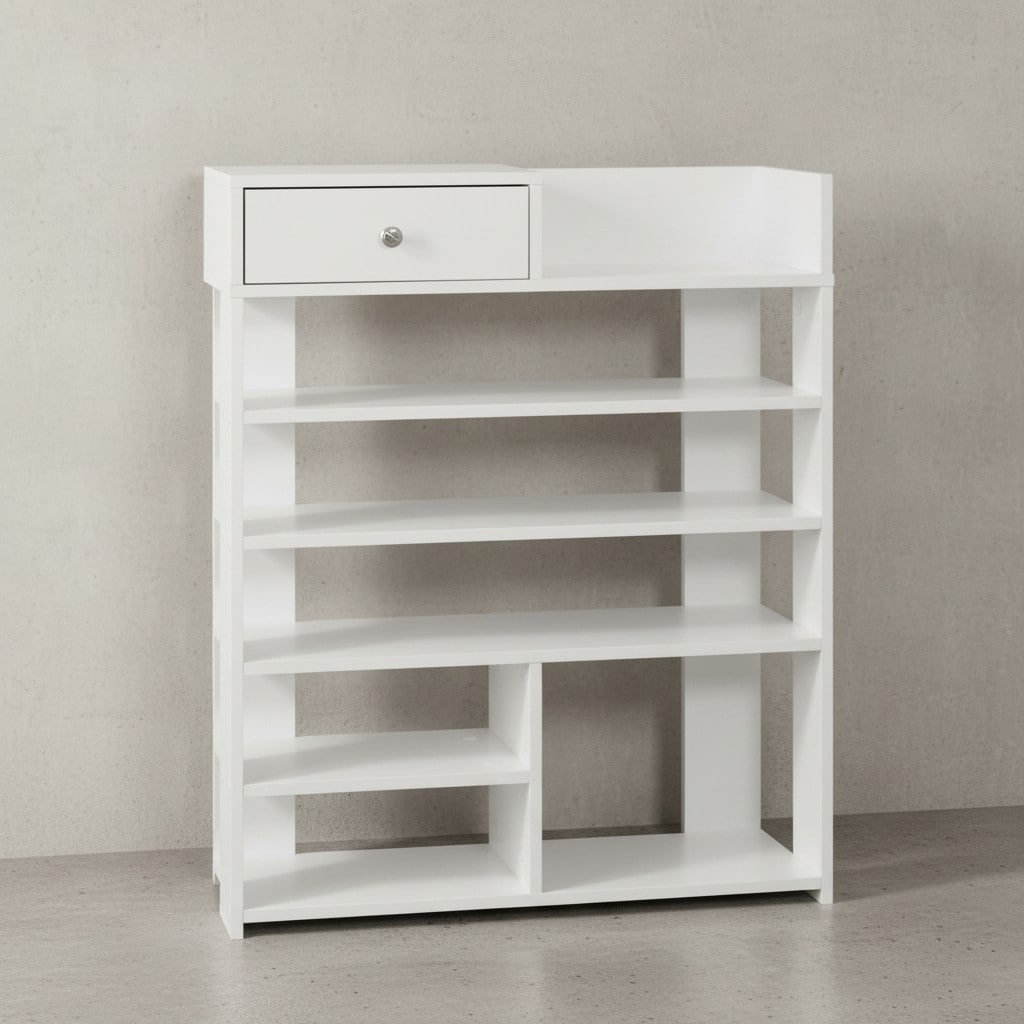 KADIMA DESIGN Schuhregal f&uuml;r kleine Flure, 7 F&auml;cher, Schublade, melaminharzbeschichtete Oberfl&auml;che, 75x92,5 cm. - Bild 1