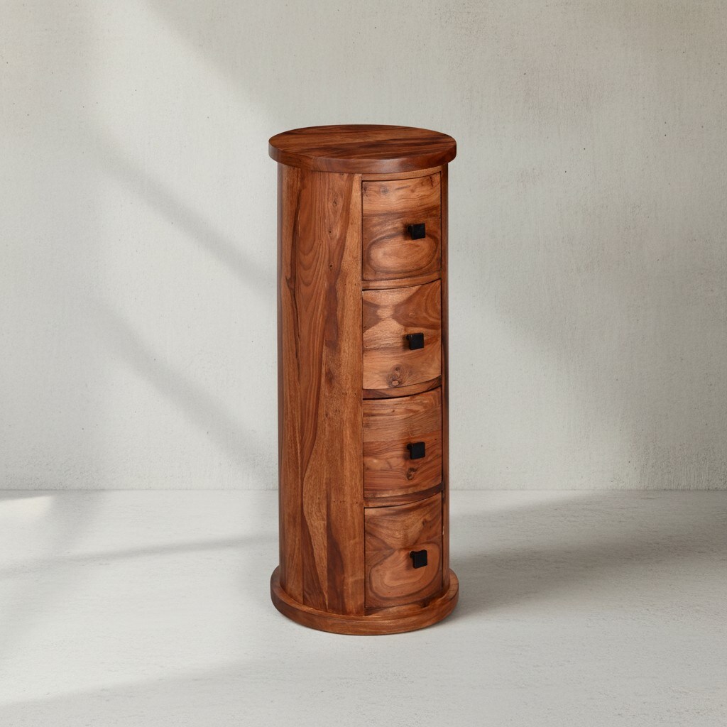 KADIMA DESIGN Rustikale Sheesham Kommode mit 4 Schubladen, Stilvolle Jugendstil Einrichtung, großer Stauraum