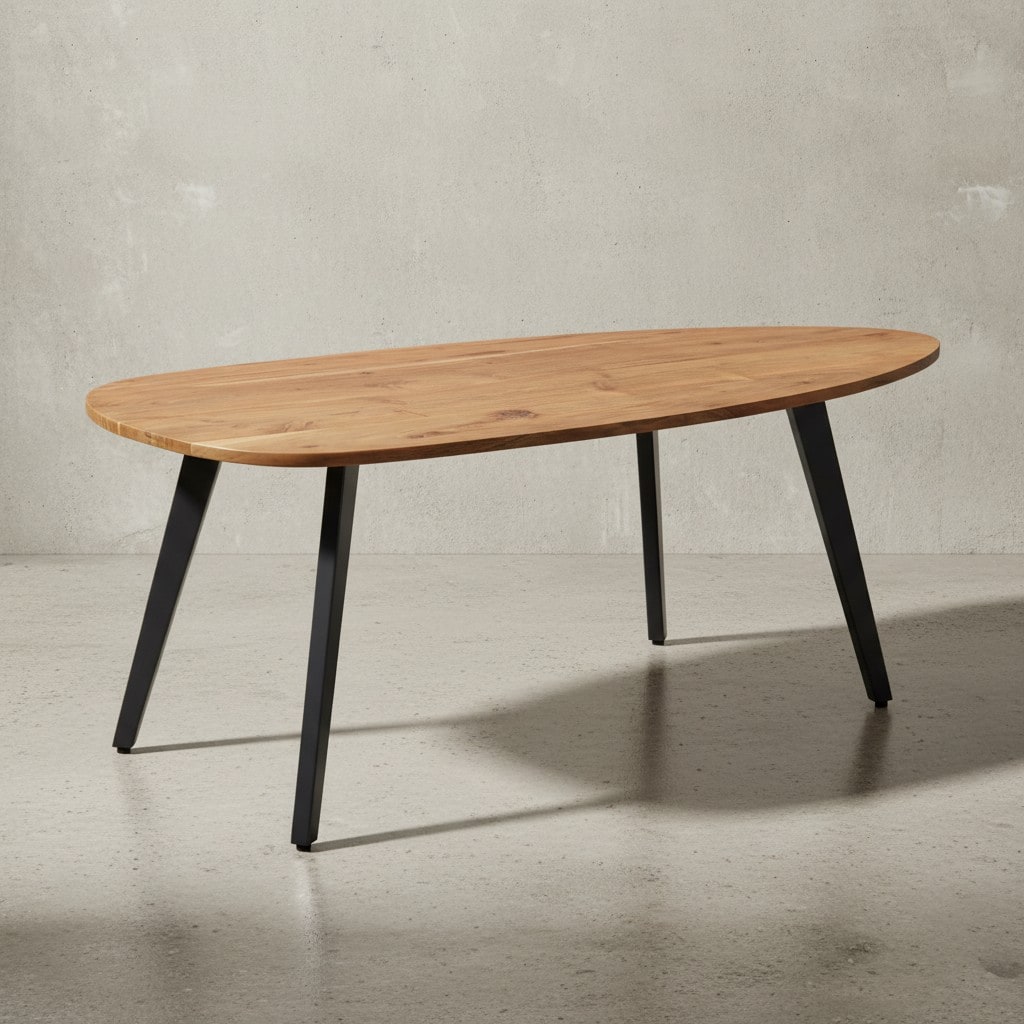 KADIMA DESIGN Couchtisch Akazie, Massivholz, moderne Nierenform, stabile Metallbeine - Bild 1