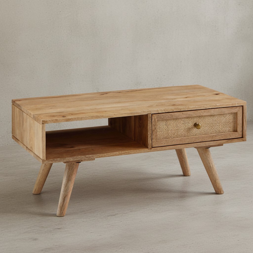 KADIMA DESIGN Massiver Mango-Holz Couchtisch mit Ablagefläche, Zeitlos, geräumig & stabil