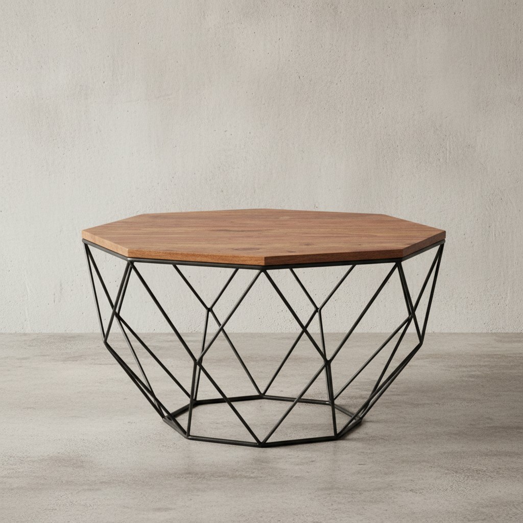 KADIMA DESIGN Couchtisch Sheesham, Modernes Industrial-Design aus Holz und Edelstahl - Bild 1