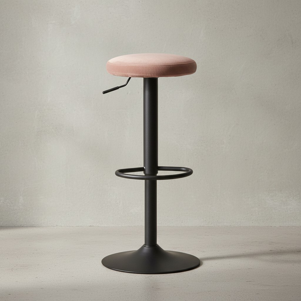 KADIMA DESIGN Barhocker CAMPANIA: 58-79 cm Sitzhöhe, Eisenmaterial, Samt/Wildlederoptik Bezug, 360° drehbar.