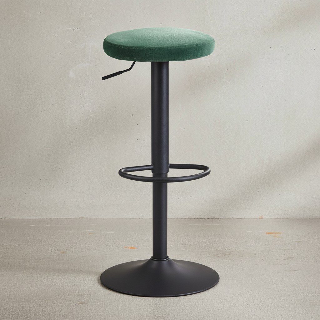 KADIMA DESIGN Barhocker CAMPANIA: 58-79 cm Sitzhöhe, Eisenmaterial, Samt/Wildlederoptik Bezug, 360° drehbar.