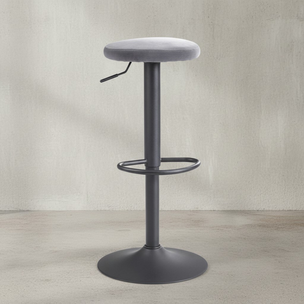 KADIMA DESIGN Barhocker CAMPANIA: 58-79 cm Sitzhöhe, Eisenmaterial, Samt/Wildlederoptik Bezug, 360° drehbar.
