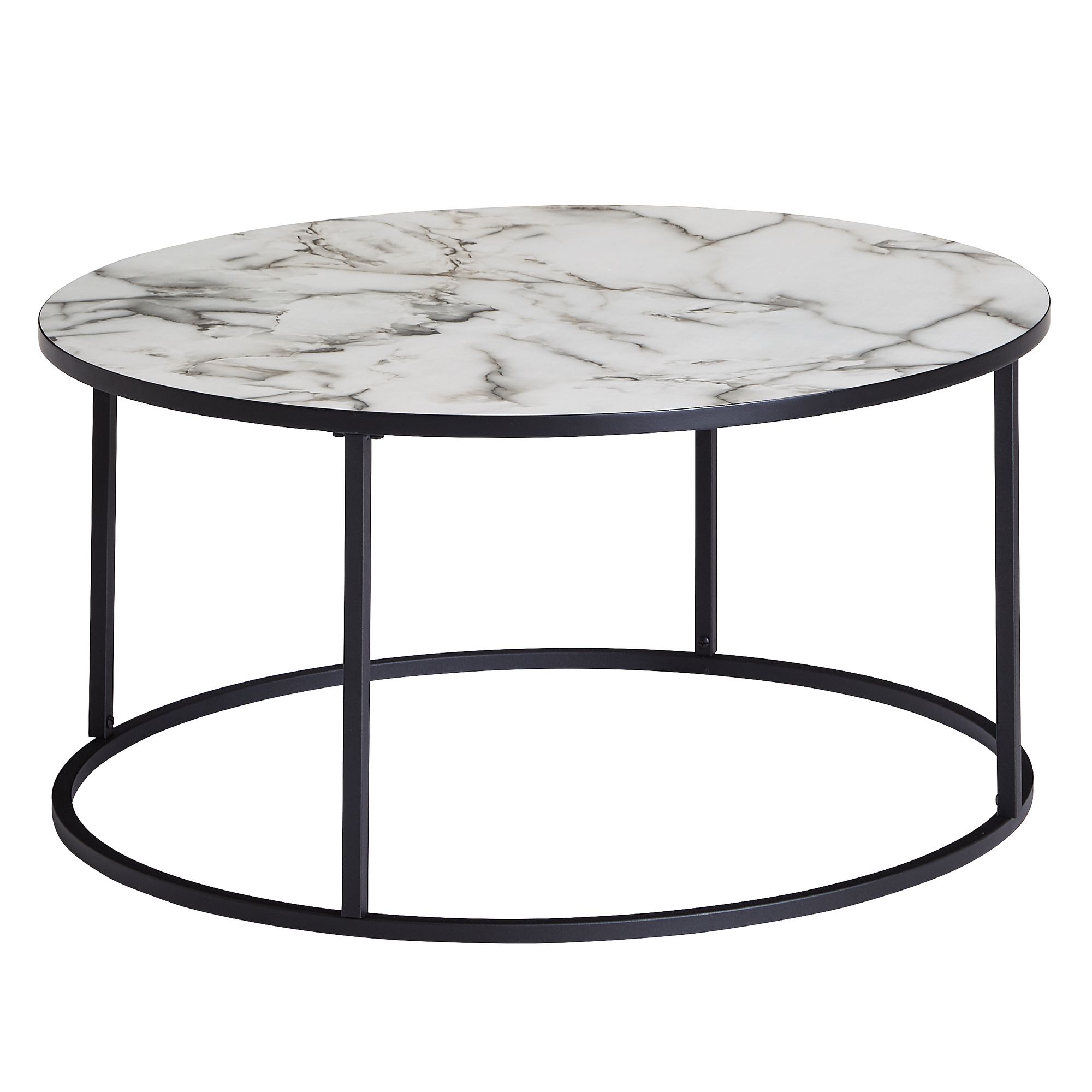 KADIMA DESIGN Runder Couchtisch Marmor-Optik, Modernes Design, 80 cm Durchmesser - Bild 1