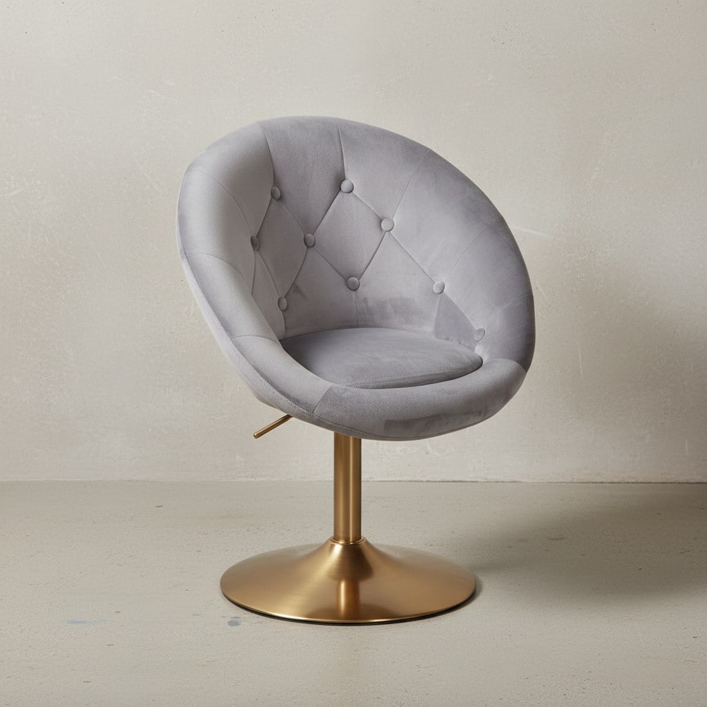 KADIMA DESIGN Chesterfield-Loungesessel ADDA: 360&deg; Drehfunktion, Samtbezug, Trompetenfu&szlig;, 67x80-100x62 cm, Rosa/Blau/Grau. - Bild 1