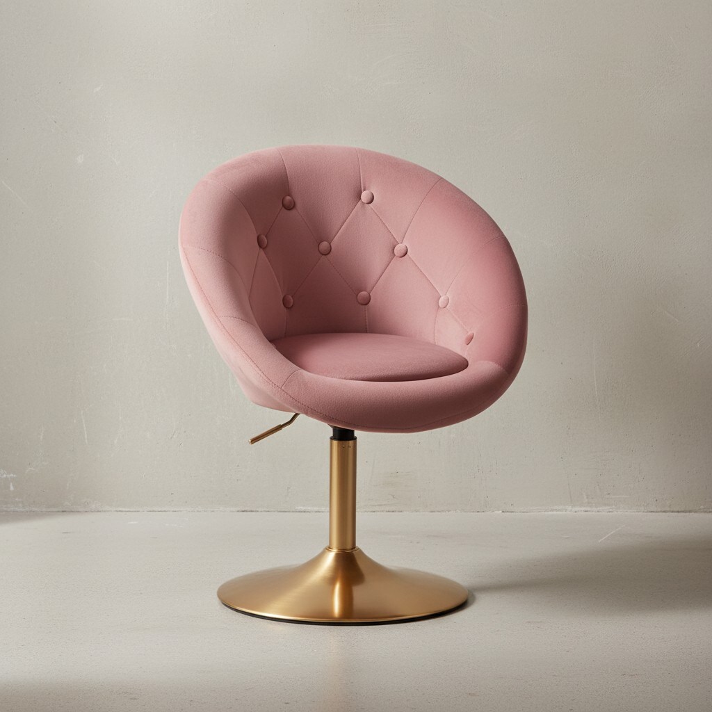 KADIMA DESIGN Chesterfield-Loungesessel ADDA: 360° Drehfunktion, Samtbezug, Trompetenfuß, 67x80-100x62 cm, Rosa/Blau/Grau.