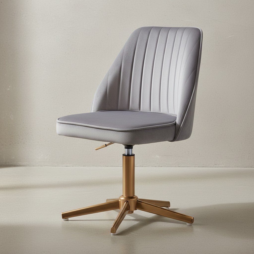 KADIMA DESIGN Samt Drehstuhl TANARO: H&ouml;henverstellbar, 360&deg; drehbar, Samtbezug, Eisenuntergestell, 120 kg Belastung. - Bild 1