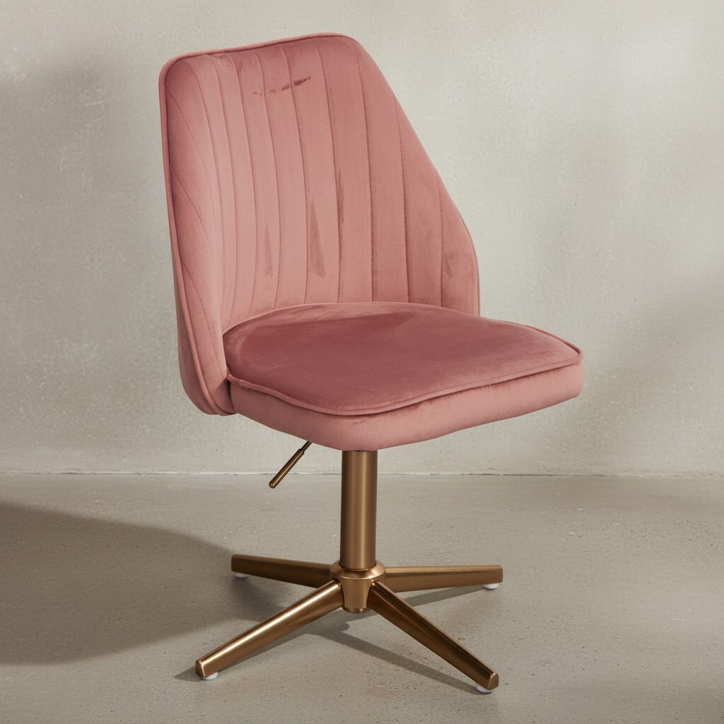KADIMA DESIGN Samt Drehstuhl TANARO: Höhenverstellbar, 360° drehbar, Samtbezug, Eisenuntergestell, 120 kg Belastung.