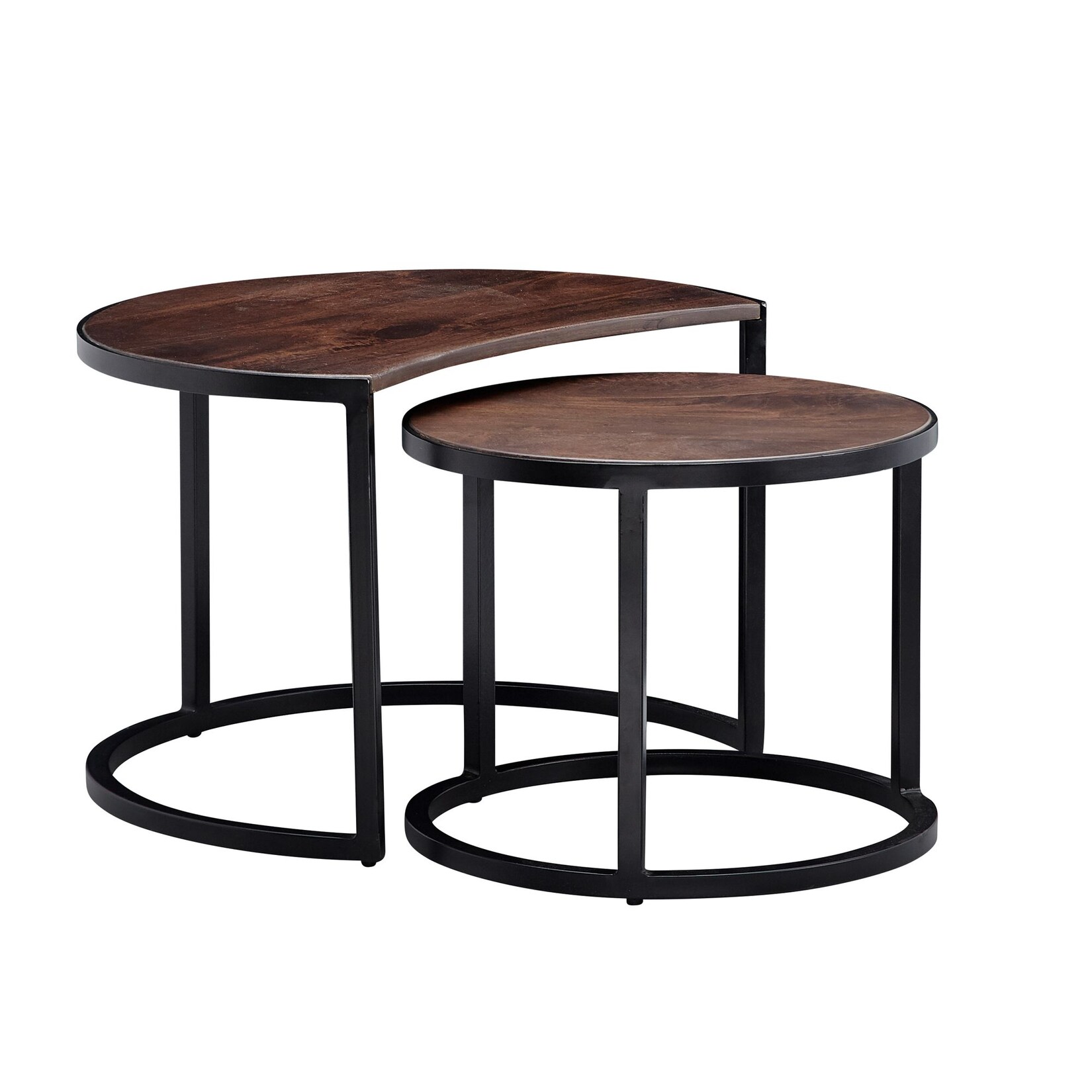 KADIMA DESIGN Couchtische ESINO Set: Industrial-Stil, Holz und Metall, handgefertigt, Anti-Rutsch-Noppen, 15 kg/10 kg Belastung