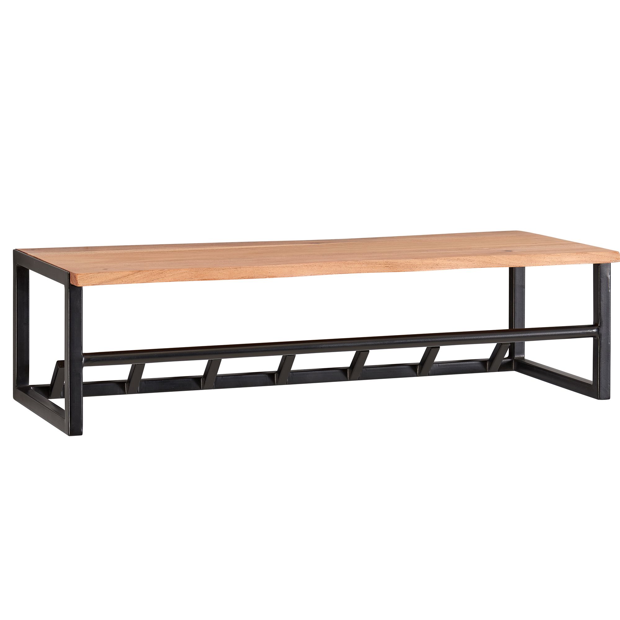 KADIMA DESIGN Rustikale Wandgarderobe, Akazienholz & Metall, Nat&uuml;rliche Baumkante - Bild 1