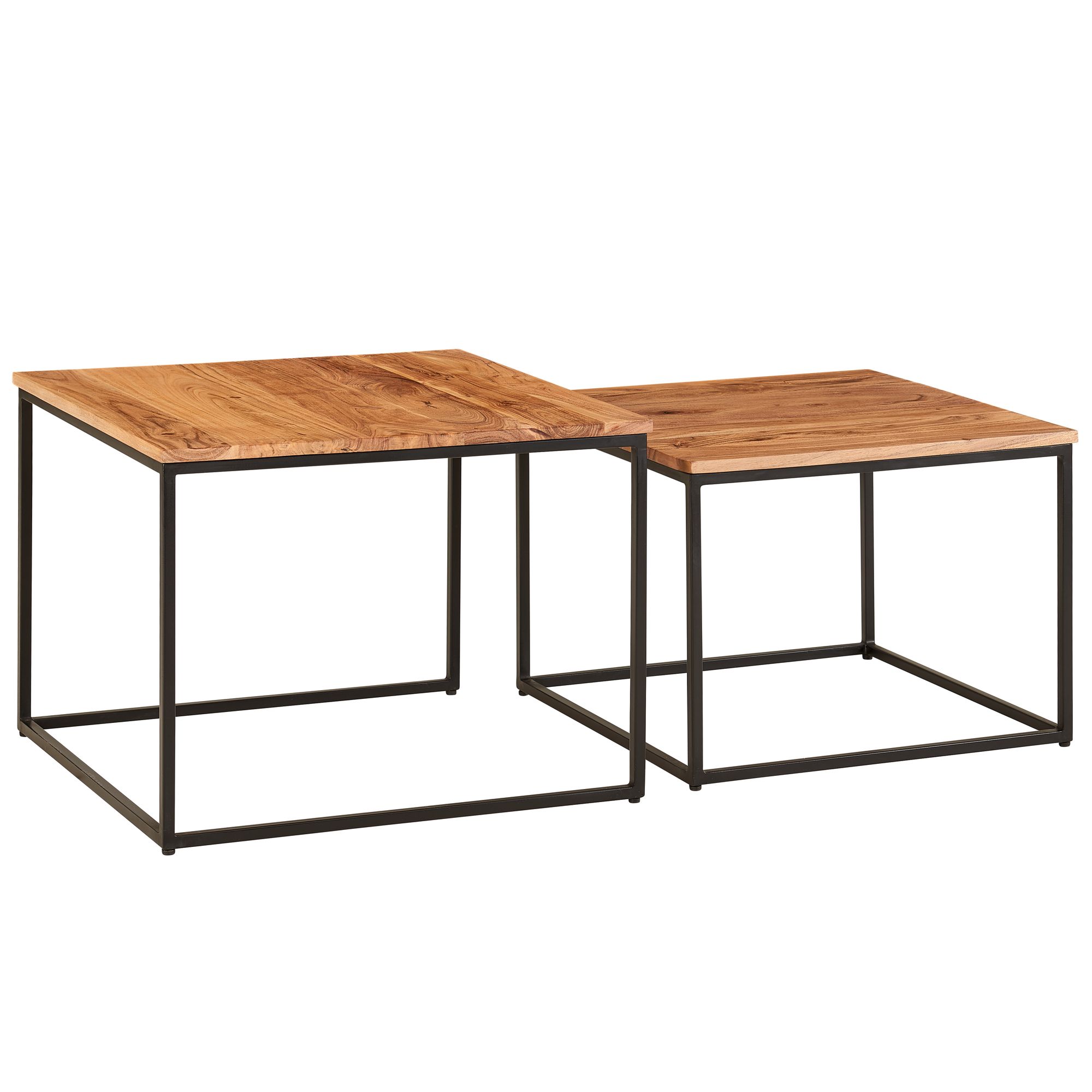 KADIMA DESIGN Industrie-Stil Wohnzimmertisch 2er Set, Holz & Metall, Quadratisch - Bild 1