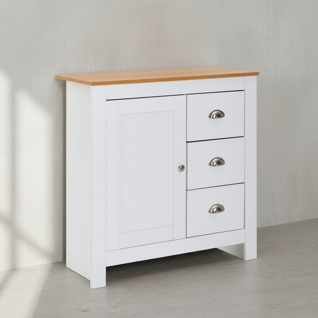 KADIMA DESIGN Moderne Schubladenkommode, Eiche-Finish, 3 Schubladen, 2 Türfächer