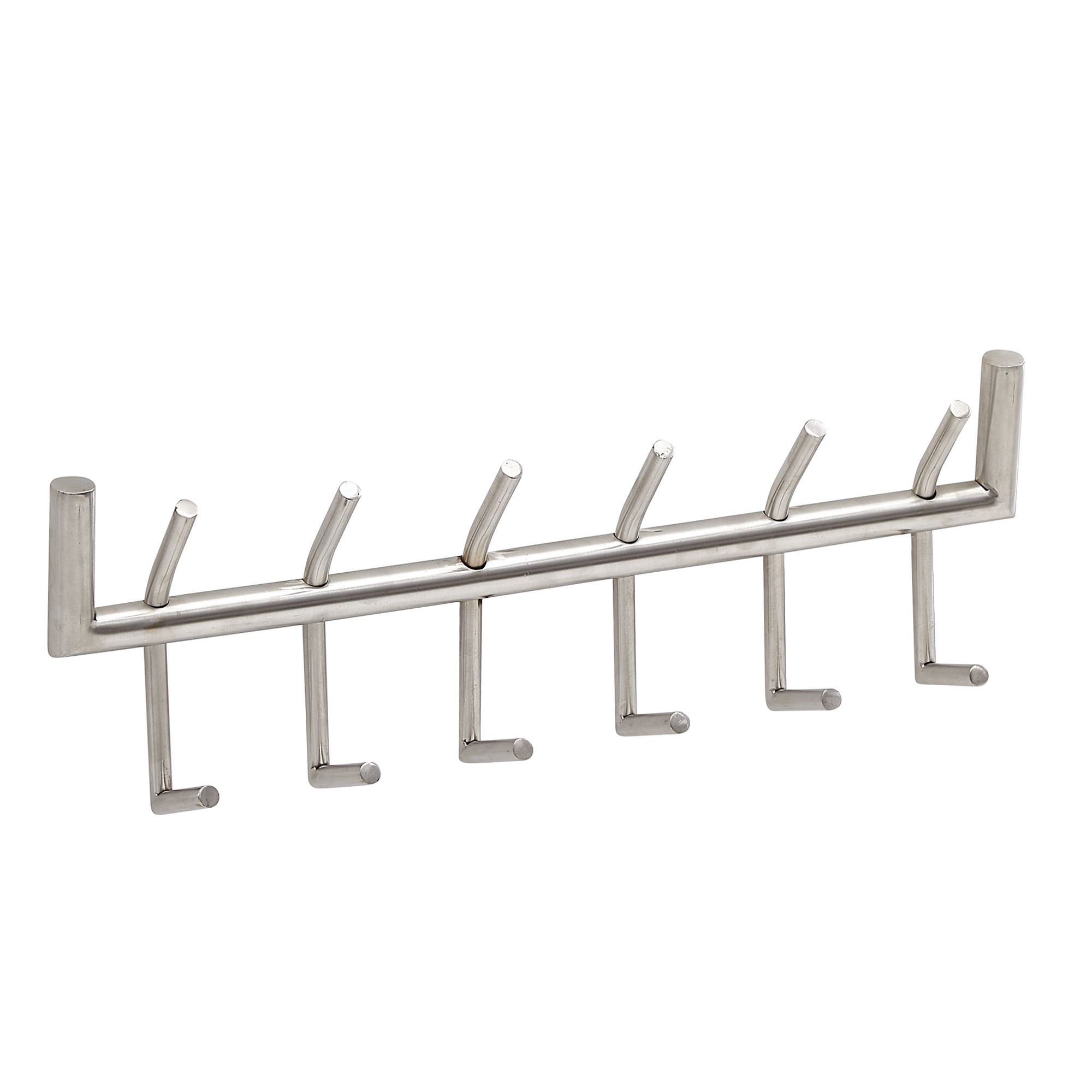 KADIMA DESIGN Silberne Metall-Wandgarderobe, 12 Haken, 60x19x10 cm, Handarbeit - Bild 1