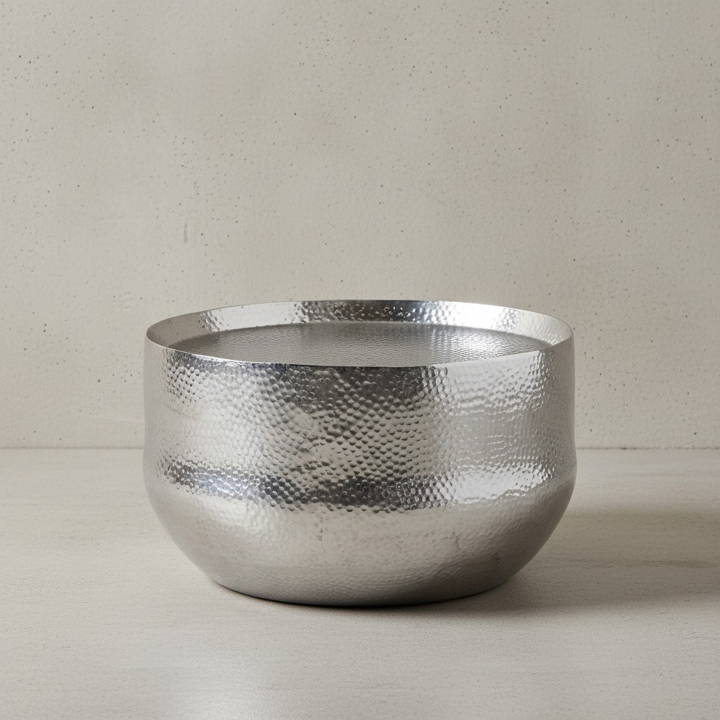 KADIMA DESIGN Orientalischer Couchtisch ANIENE: Hammerschlag-Struktur, Aluminium, hohl, 40 kg Belastung, goldfarben lackiert.