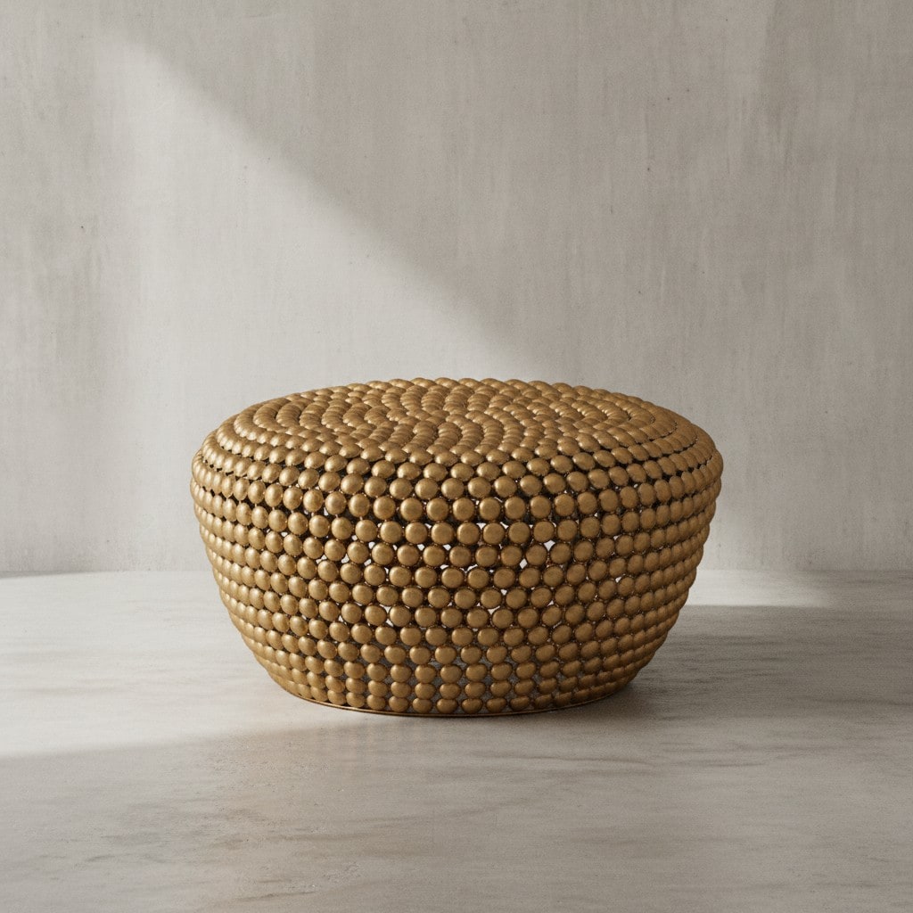 KADIMA DESIGN Beistelltisch BIFERNO: Orientalisches Design, goldfarbenes Aluminium, abgerundete Form, verschiedene Gr&ouml;&szlig;en. - Bild 1