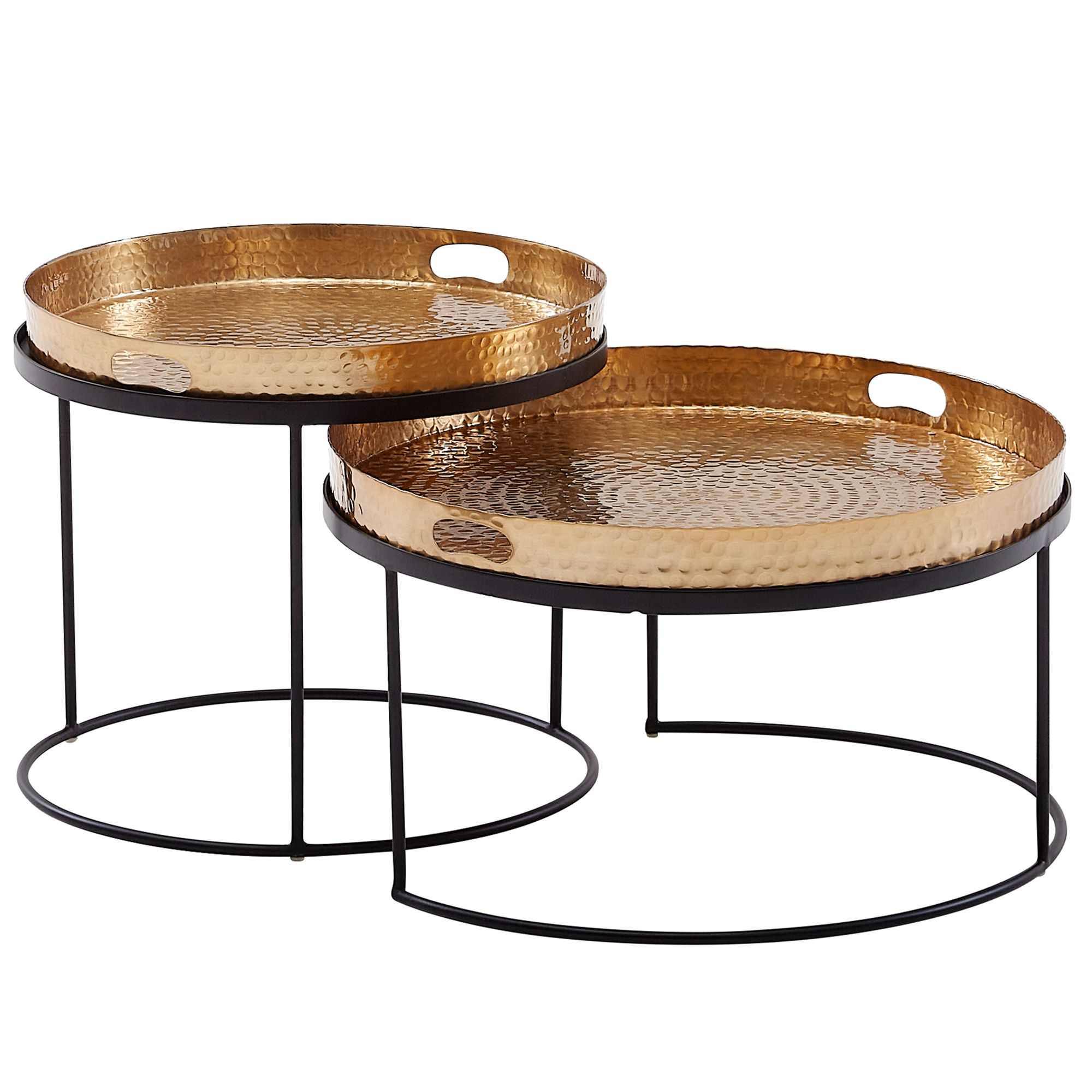 KADIMA DESIGN Modernes Hammerschlag-Couchtisch Set in Gold/Schwarz, Stabile Aluminiumkonstruktion, 2er Pack - Bild 1
