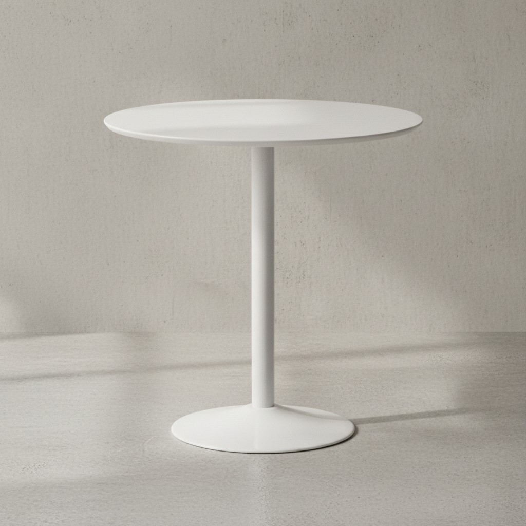 KADIMA DESIGN Moderner Hochglanz Esstisch f&uuml;r 2 Personen, Trompetenf&ouml;rmiges Standbein, Wei&szlig;, 75x75x74 cm - Bild 1