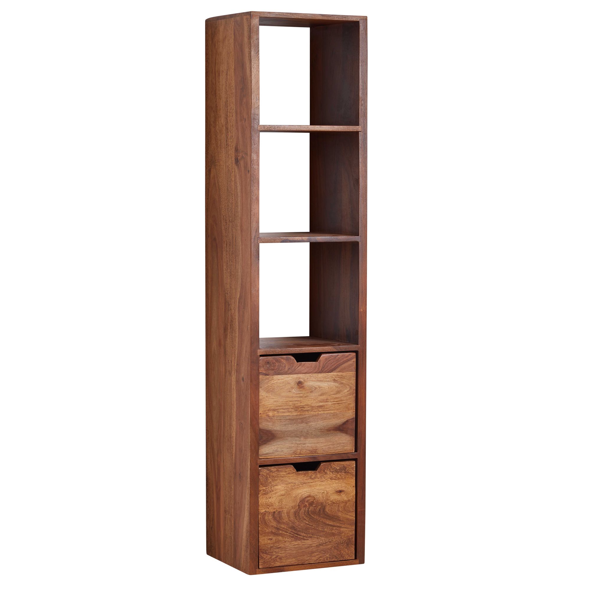 KADIMA DESIGN "Zephyr" Wandregal, Sheesham Massivholz, Flexibler Aufbau, 5 Ablagef&auml;cher, 2 Schubladen - Bild 1