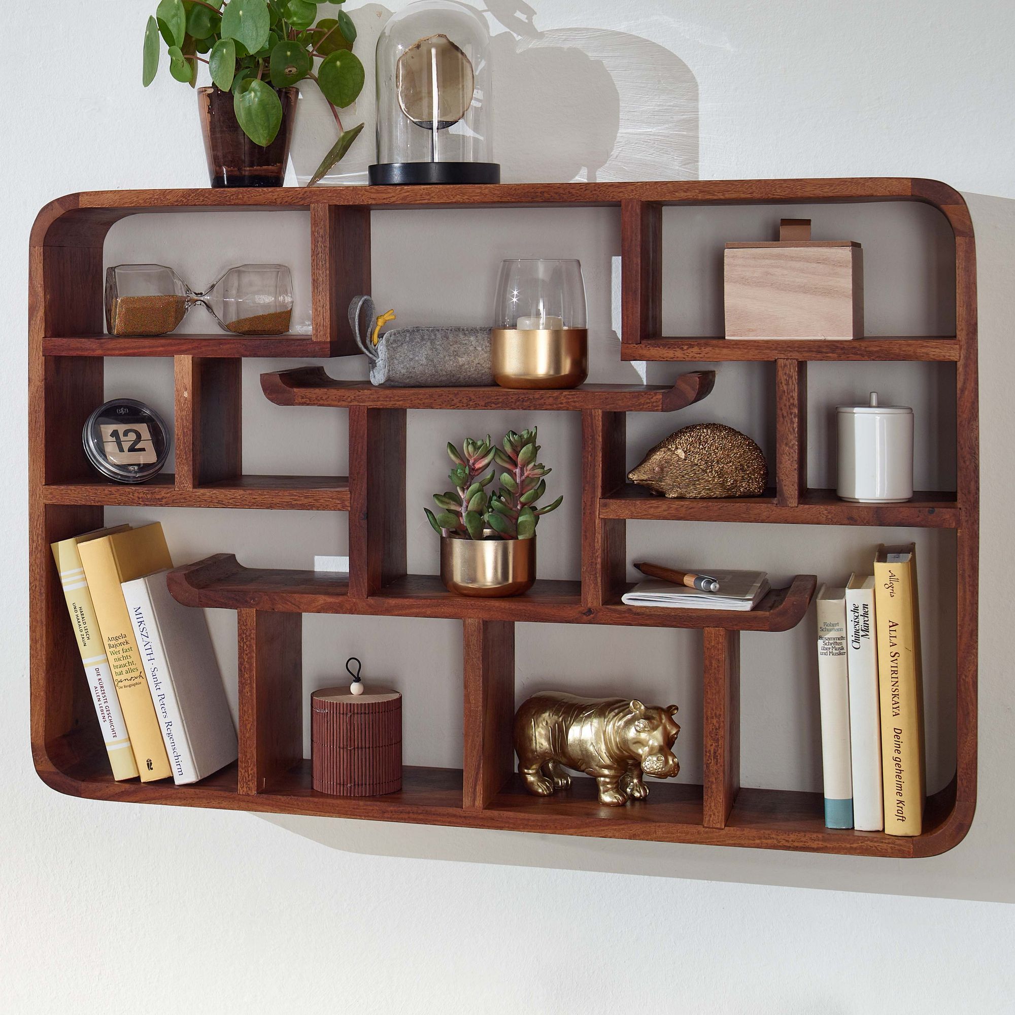 KADIMA DESIGN Modernes Wandregal aus Sheeshamholz, Elegantes und funktionales Stauraumwunder - Bild 1