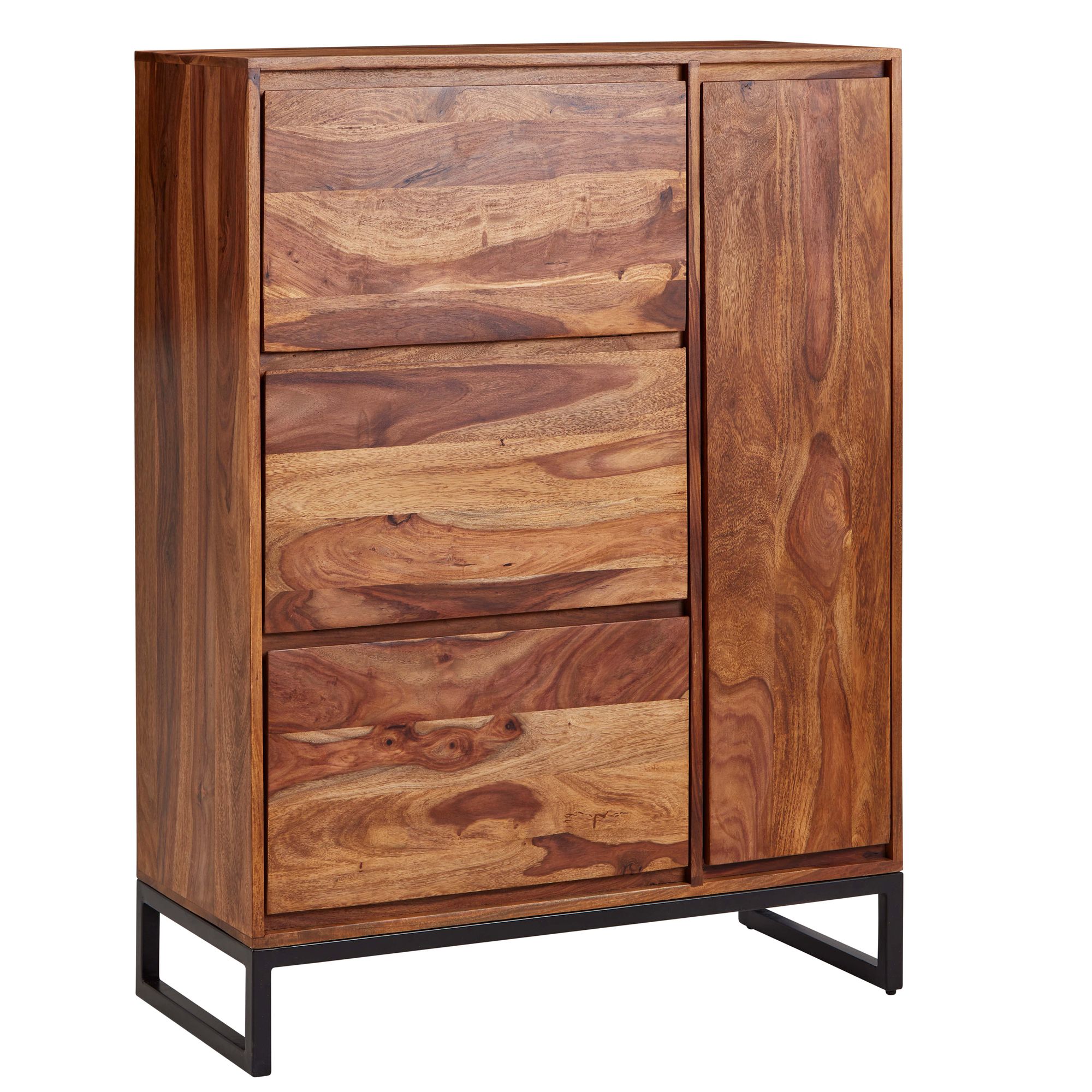 KADIMA DESIGN Schuhschrank Sheesham Massivholz 88x40x120 cm, Geschlossen, Stilvolles Design - Bild 1