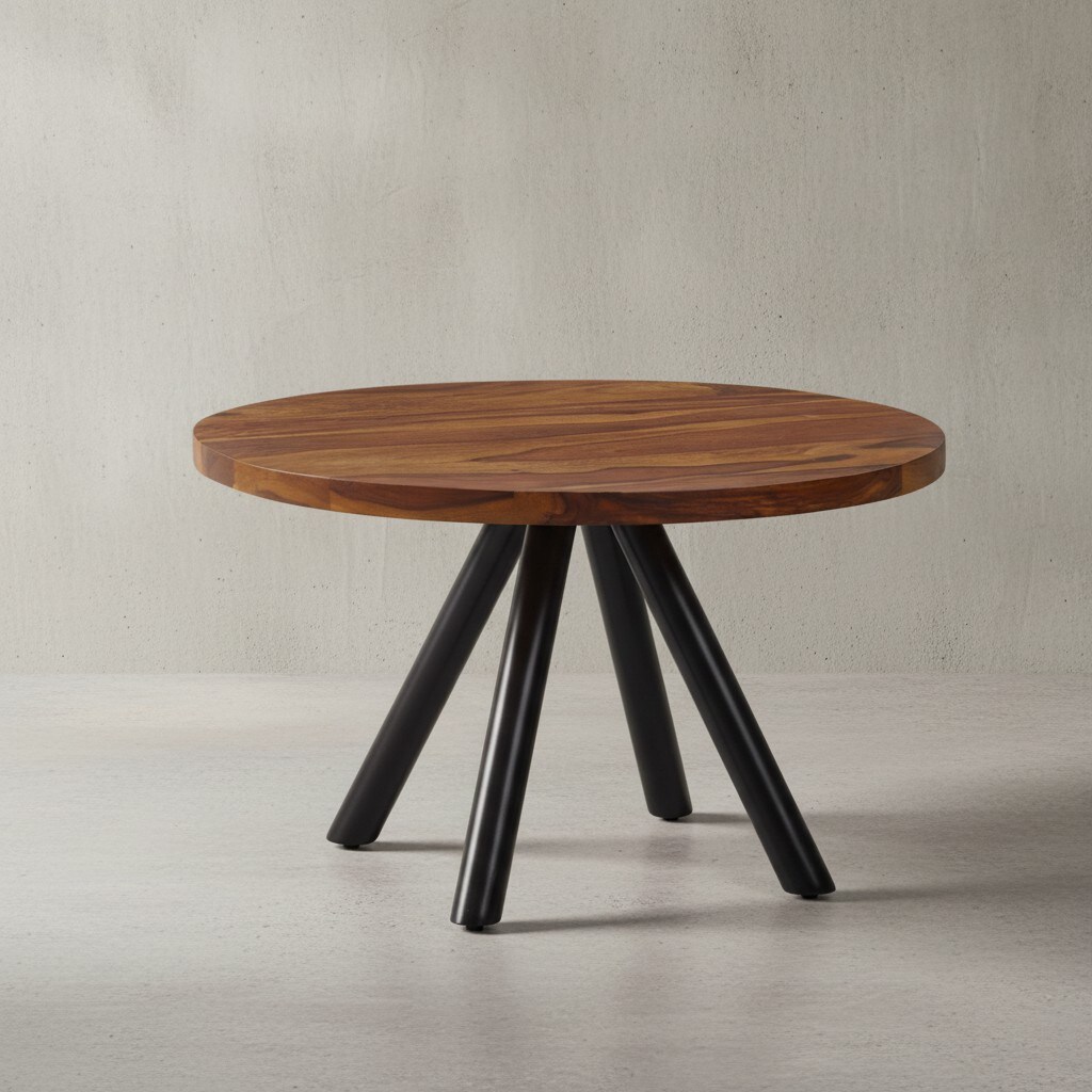 KADIMA DESIGN Moderner Couchtisch mit Sheesham Massivholz, Metall-Materialmix, Rund, Handgefertigt - Bild 1