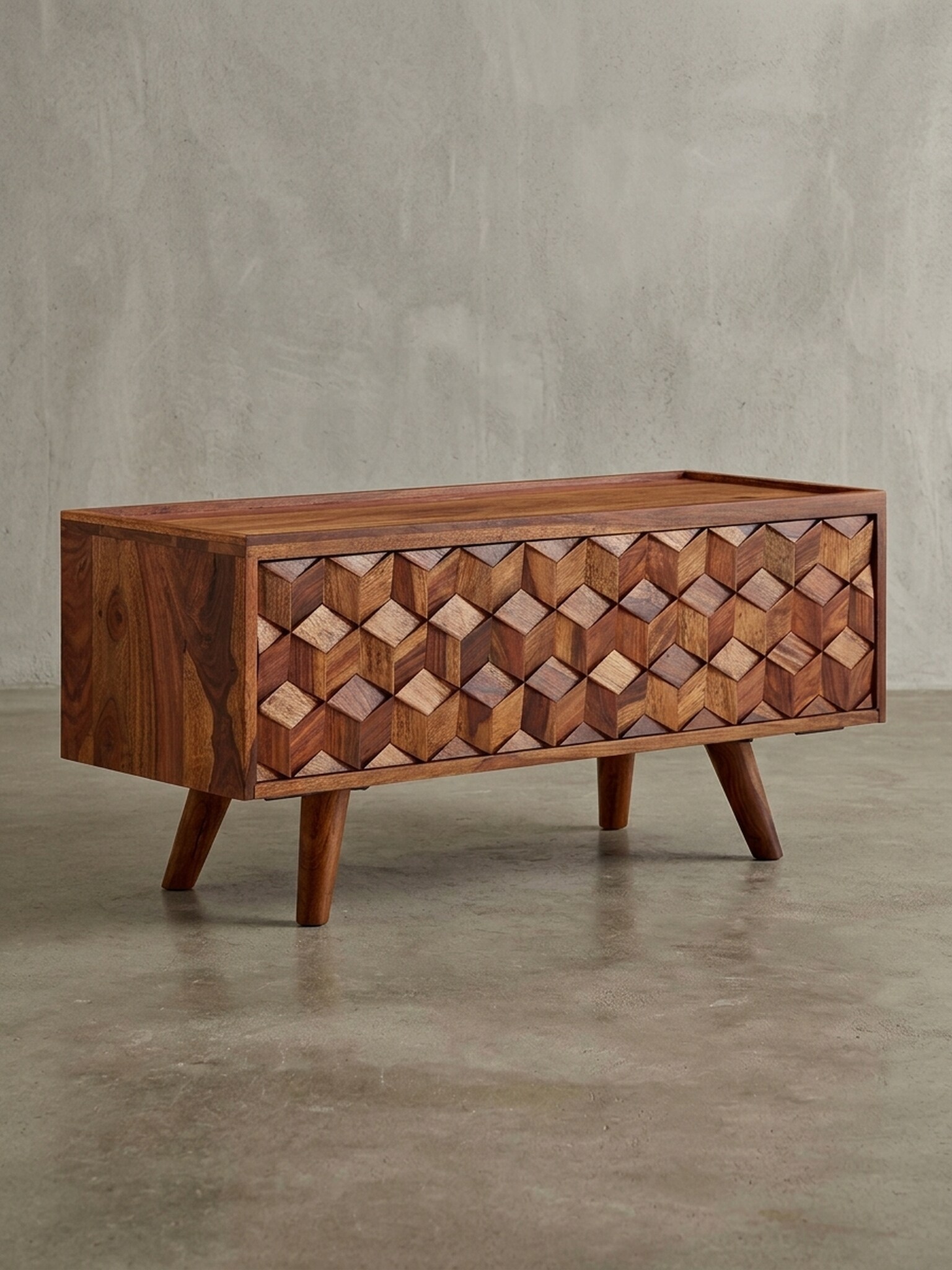 KADIMA DESIGN TV-Kommode "Oasis", Sheesham-Massivholz, bis 50-Zoll, Kabeldurchlass, Langlebig - Bild 1