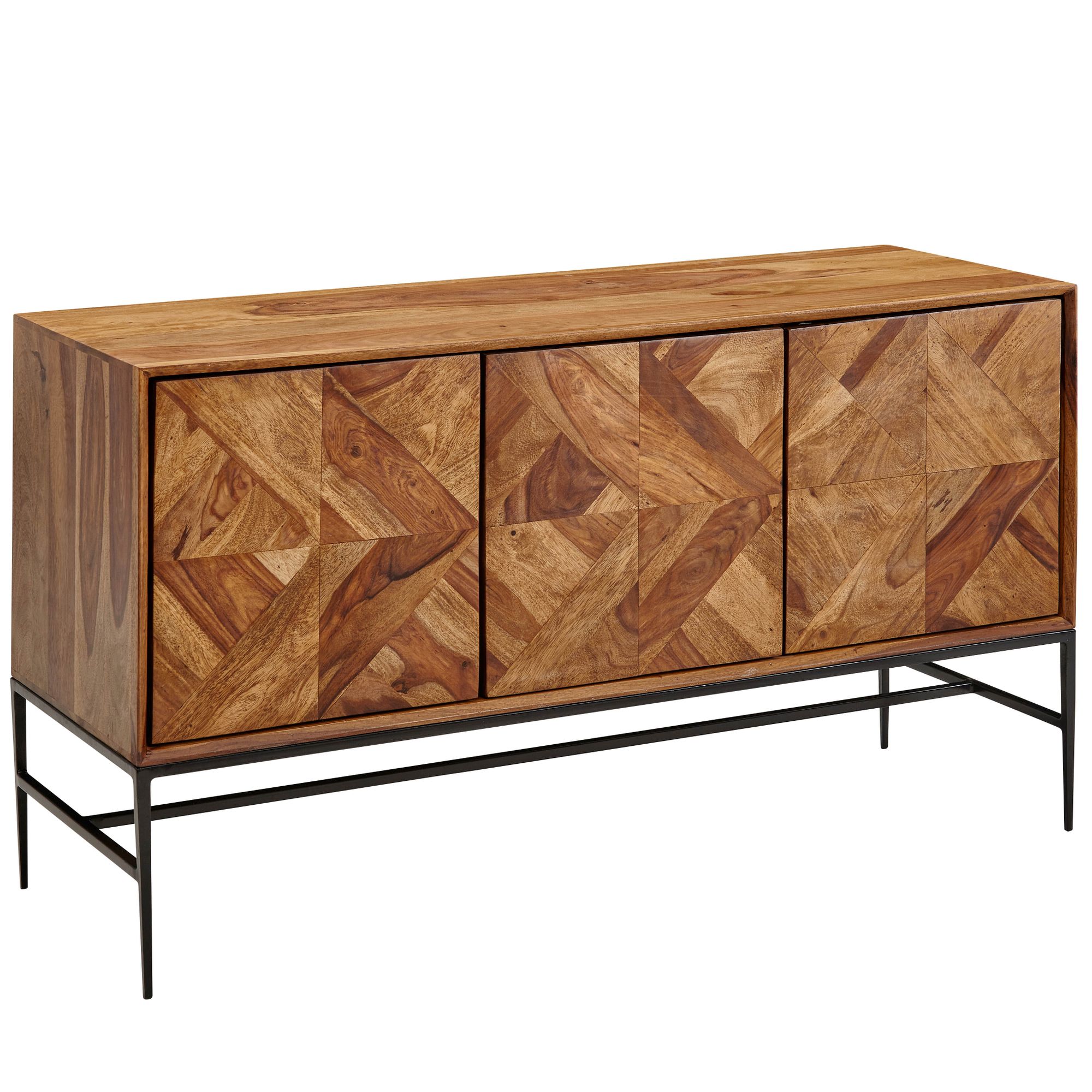 KADIMA DESIGN Massivholz Sideboard Sheesham, 123x70x45 cm, Industrial-Design, Stauraum - Bild 1