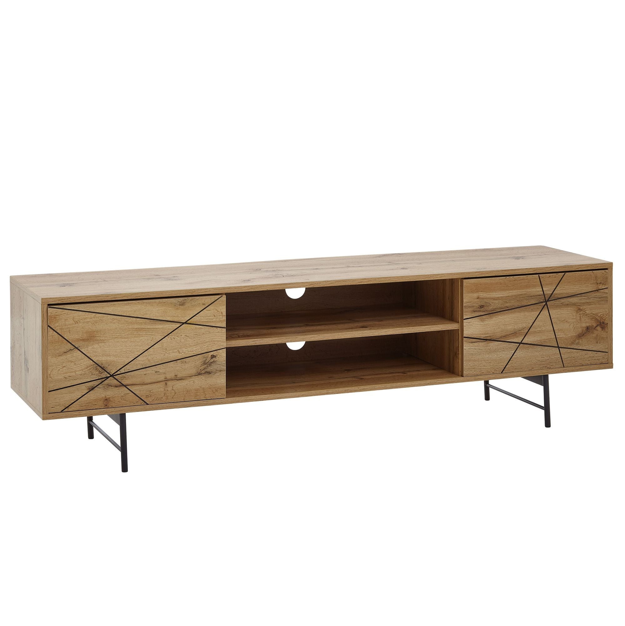KADIMA DESIGN Eiche TV-Unterschrank, Modernes Linienmuster, 160cm Breit, Robuste Materialien - Bild 1