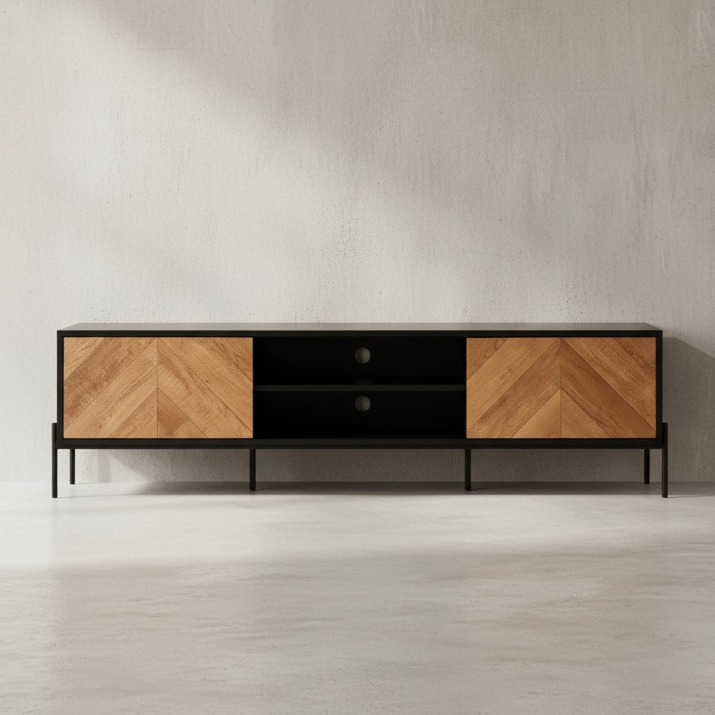 KADIMA DESIGN Modernes TV-Lowboard, V-Muster, F&uuml;r 70-Zoll Fernseher, Anti-Rutsch-Noppen - Bild 1