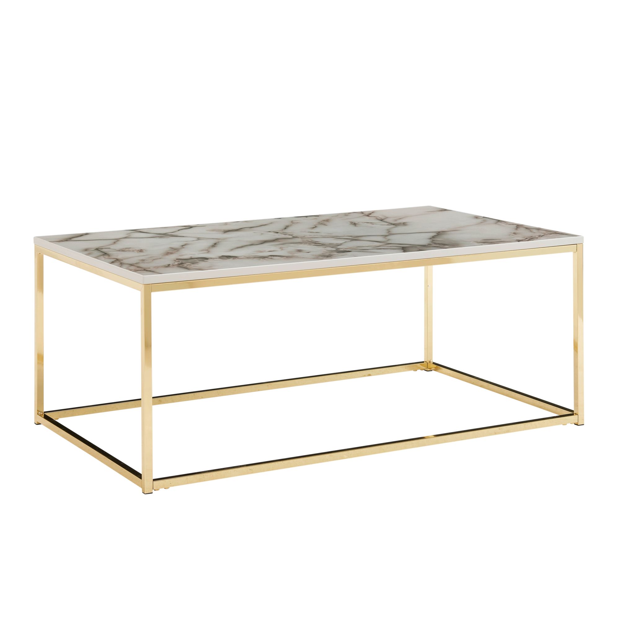 KADIMA DESIGN Couchtisch in Marmor-Optik mit Metallbeine, rechteckig, 100x60x40 cm - Serie MARBRIX - Bild 1