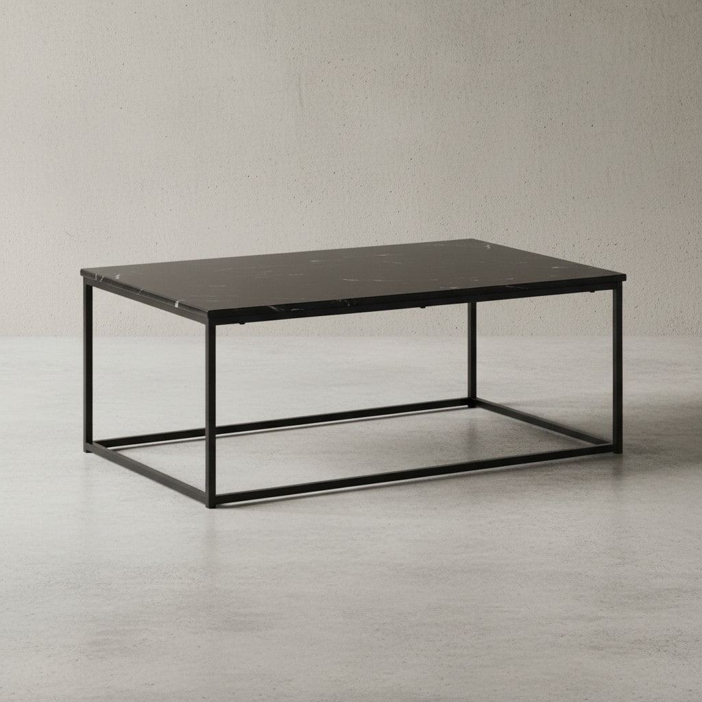 KADIMA DESIGN Couchtisch in Marmor-Optik mit Metallbeine, rechteckig, 100x60x40 cm - Serie MARBRIX