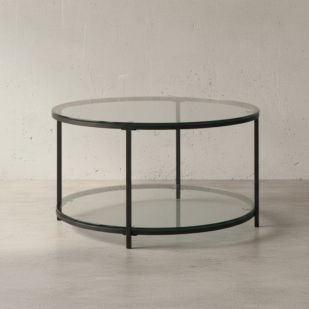 KADIMA DESIGN Couchtisch TREBBIA: Glas-Metall Mix, 2 Ablagen, 80x80x45 cm, Marmoroptik, stabil. - Bild 1