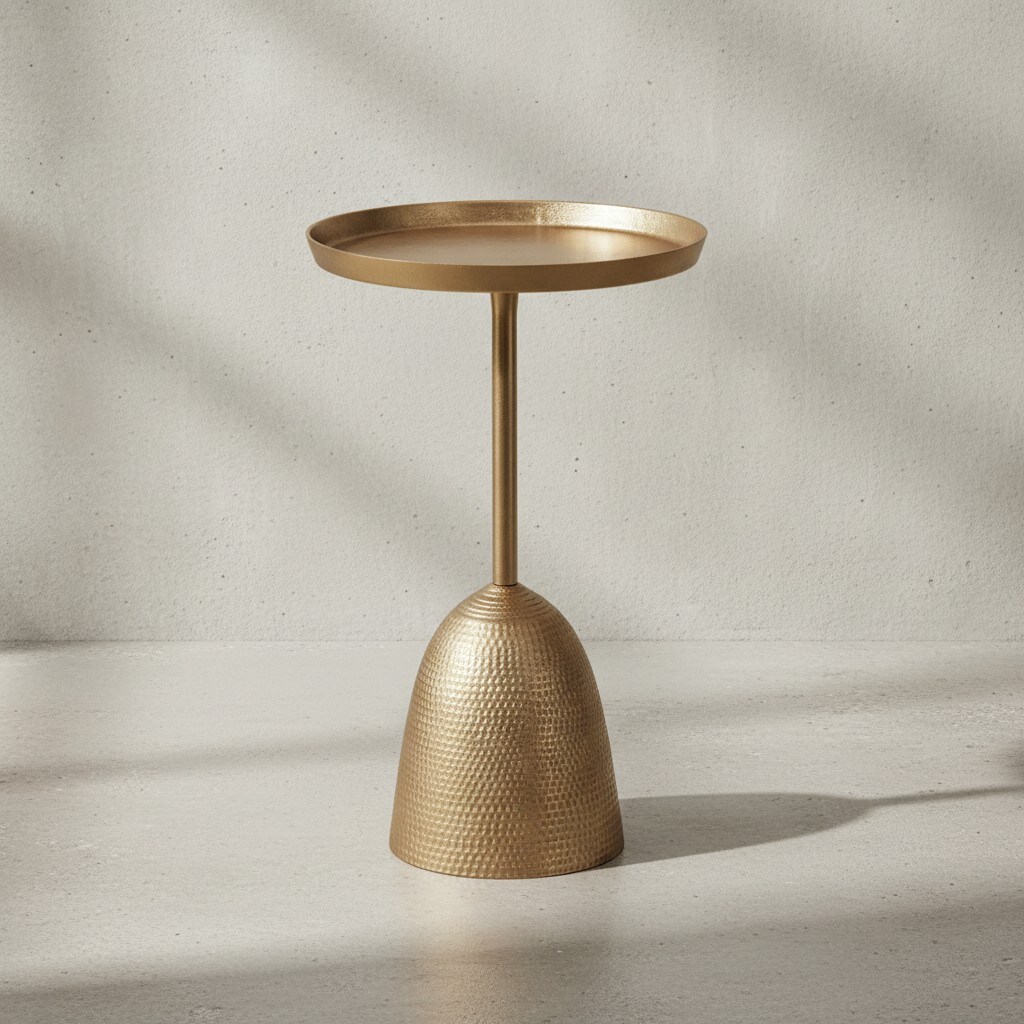 KADIMA DESIGN Runder Beistelltisch in Mattgold, lackiertes Aluminium, 33x33x53 cm - Bild 1