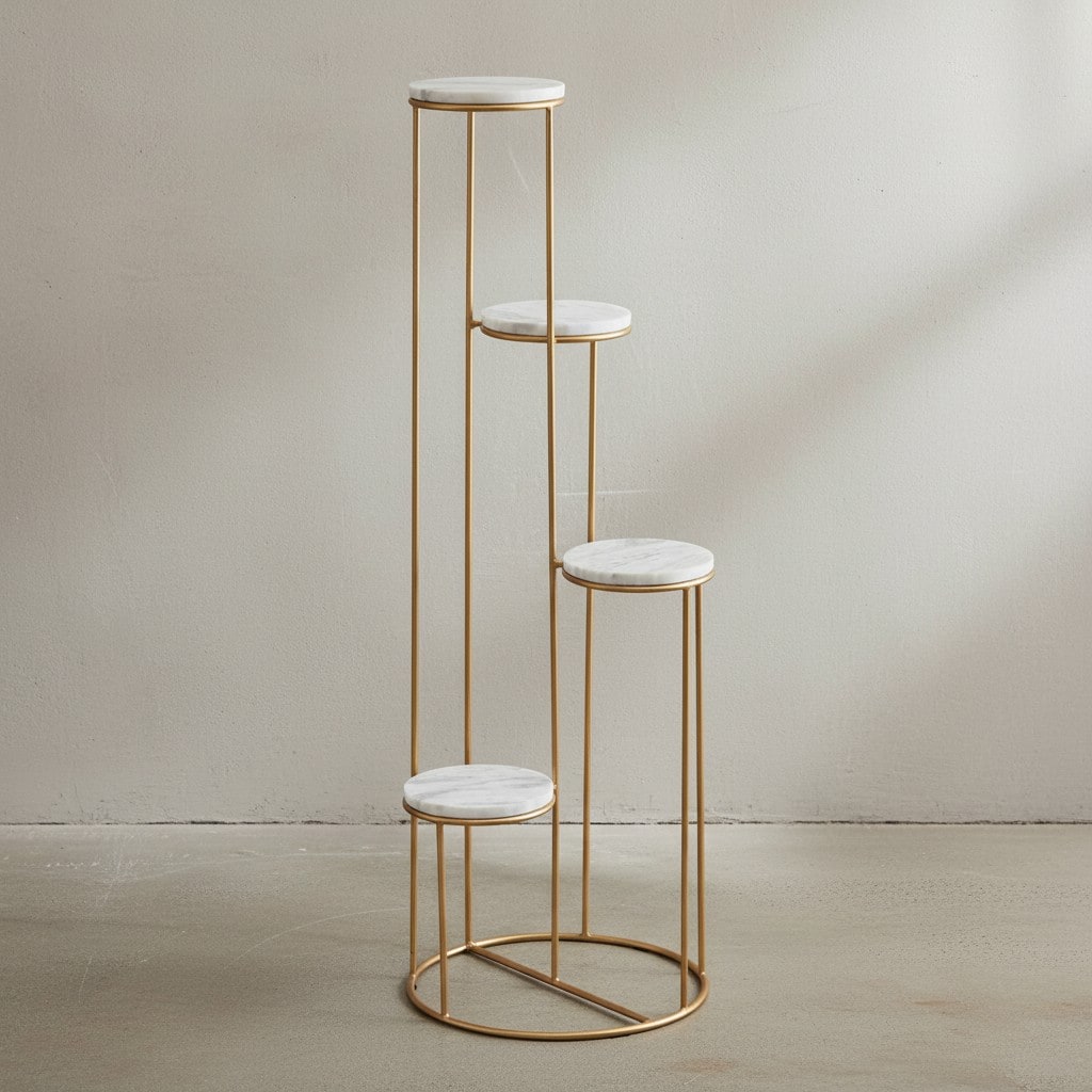 KADIMA DESIGN Blumenständer aus echtem Marmor, Eleganter Pflanzenständer für Wohnzimmer und Dekoration