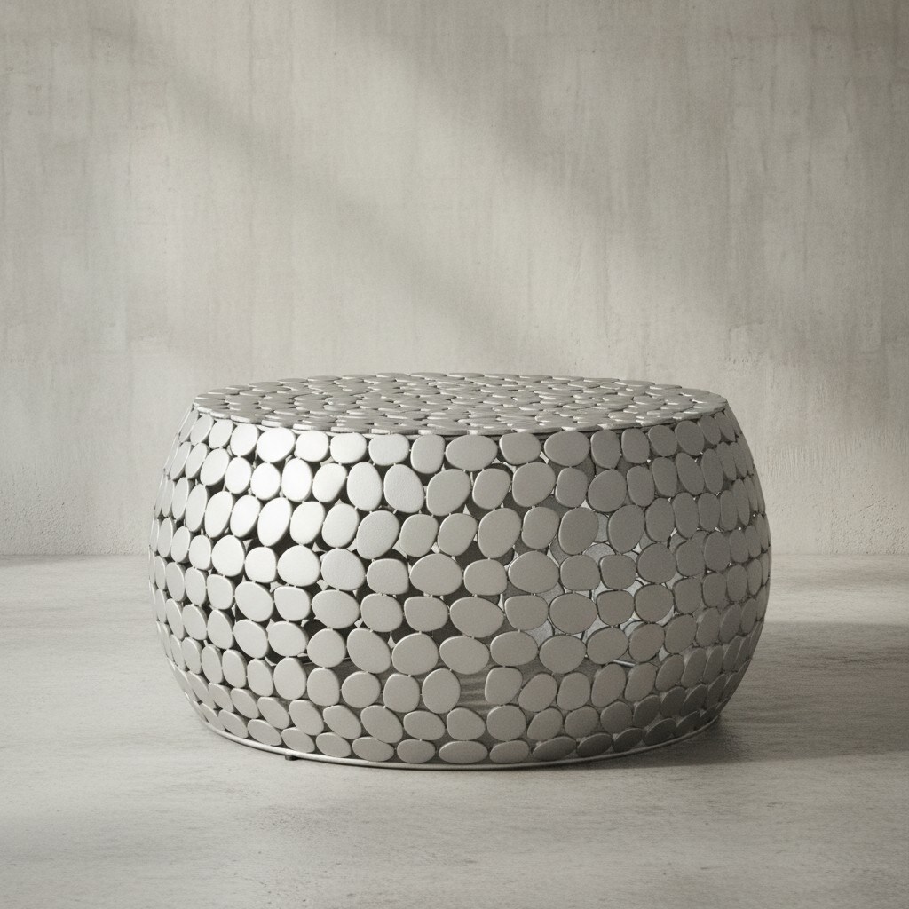 KADIMA DESIGN Moderner Aluminium Couchtisch in Silber, Unikat handgefertigt, Stilvolles Design