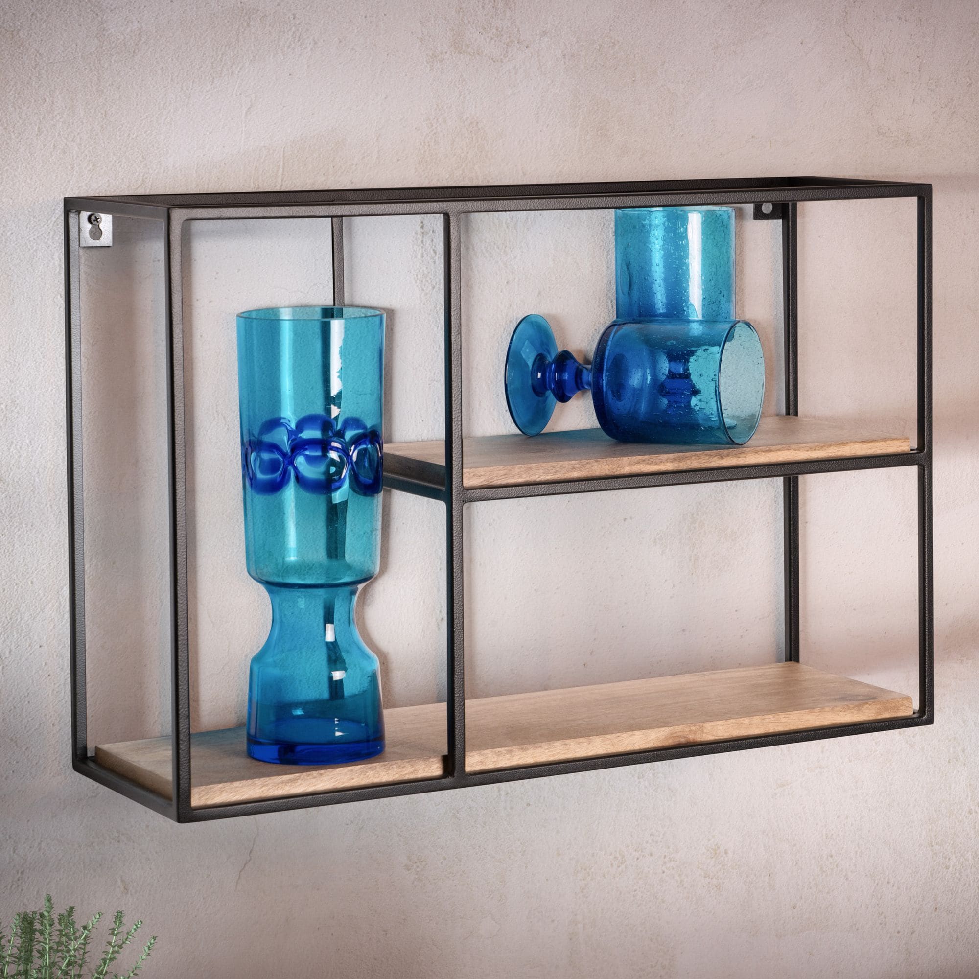 KADIMA DESIGN Schweberegal aus Mango Massivholz, 60x40x18 cm, Stilvolles Regal im Industrial Design - Bild 1