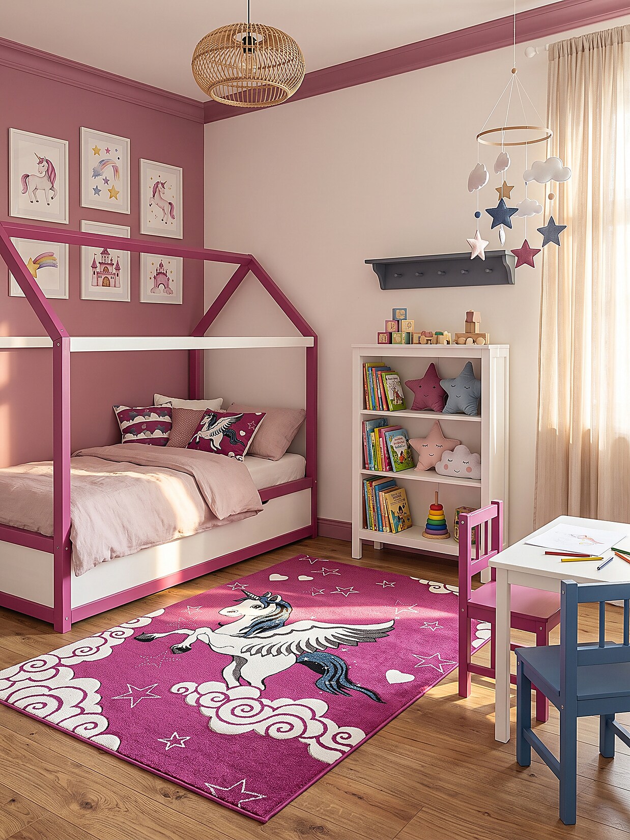 Kinderteppich Pflegeleicht Fuchsia 160x230 cm - CASOLA Kadima Design