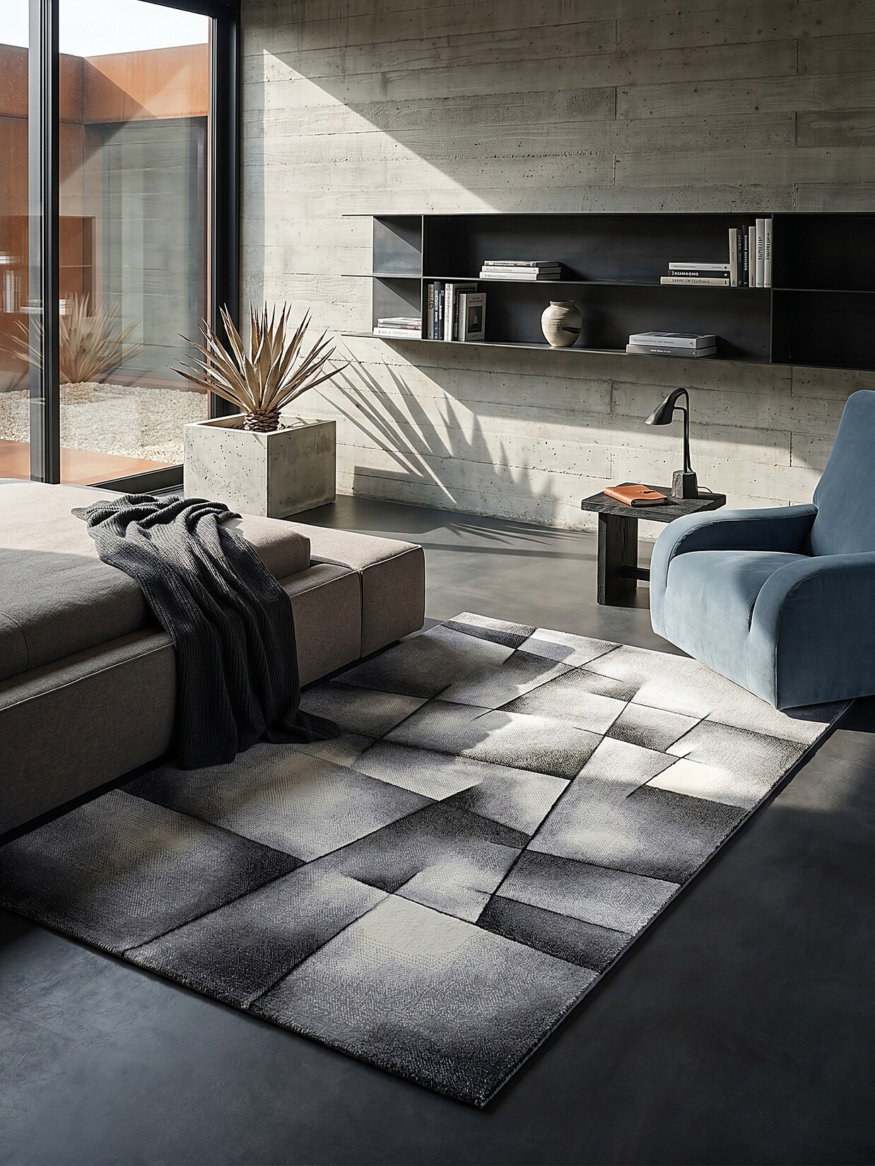 Teppich Polypropylen Anthrazit 120x170 cm - BIENO Kadima Design