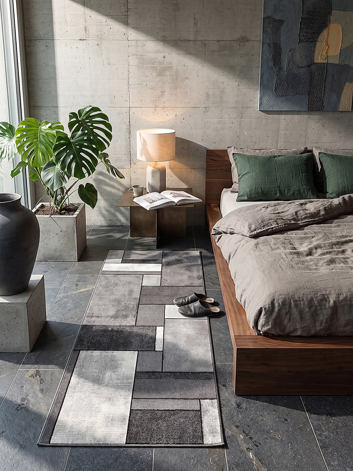 Läufer Polypropylen Grau 60x110 cm - BIENO Kadima Design