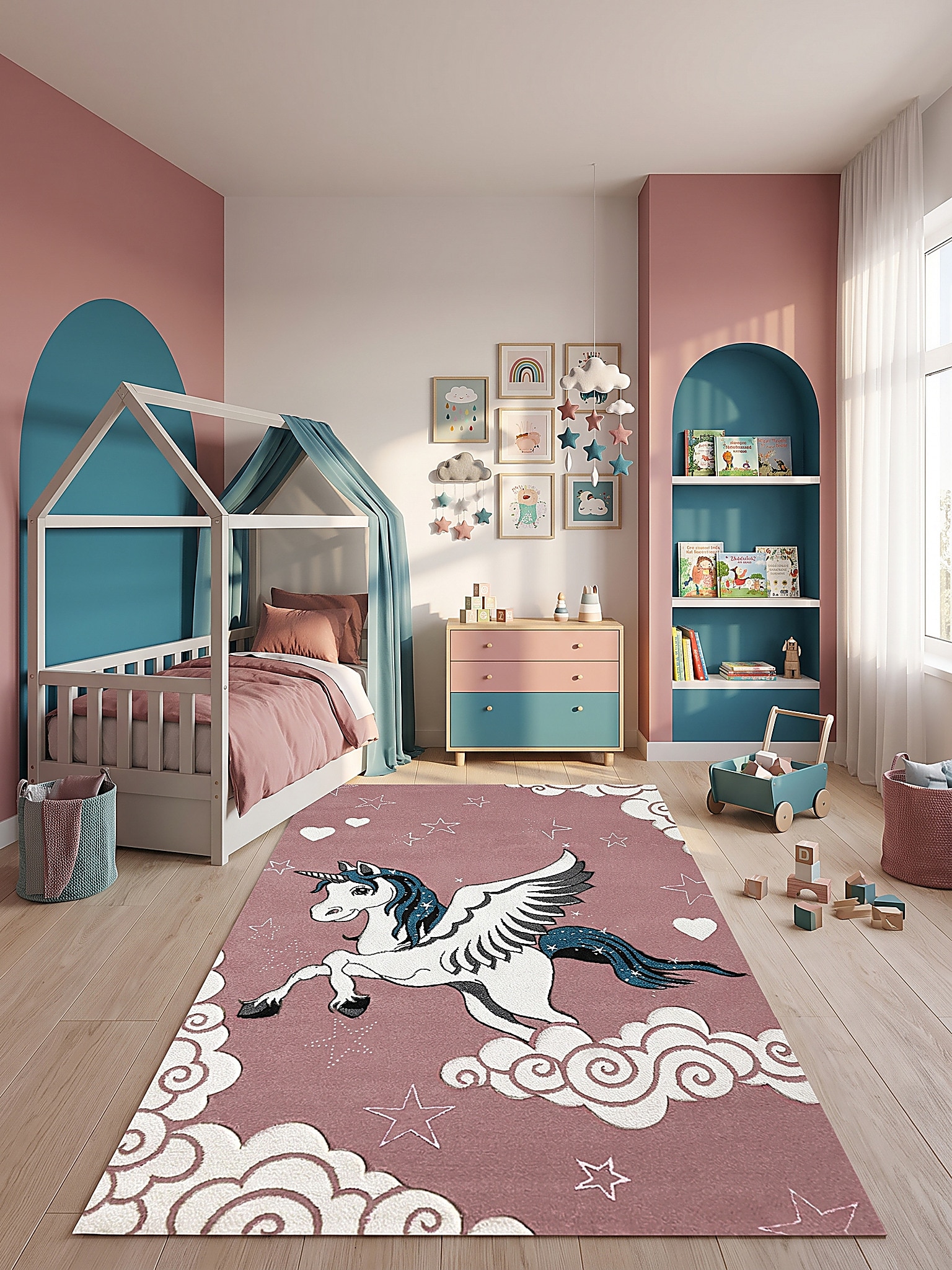Kinderteppich Pflegeleicht Pink 80x150 cm - IDRO | Kadima Design - Bild 1