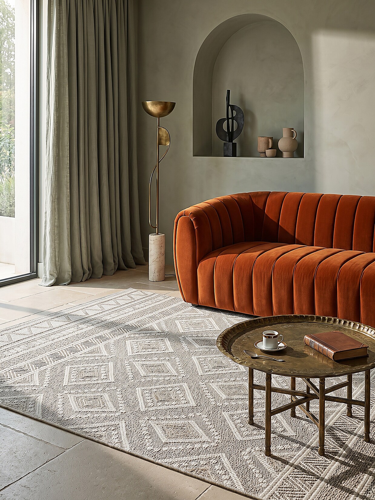 Flachgewebe-Teppich Pflegeleicht Beige 160x220 cm - ESERA Kadima