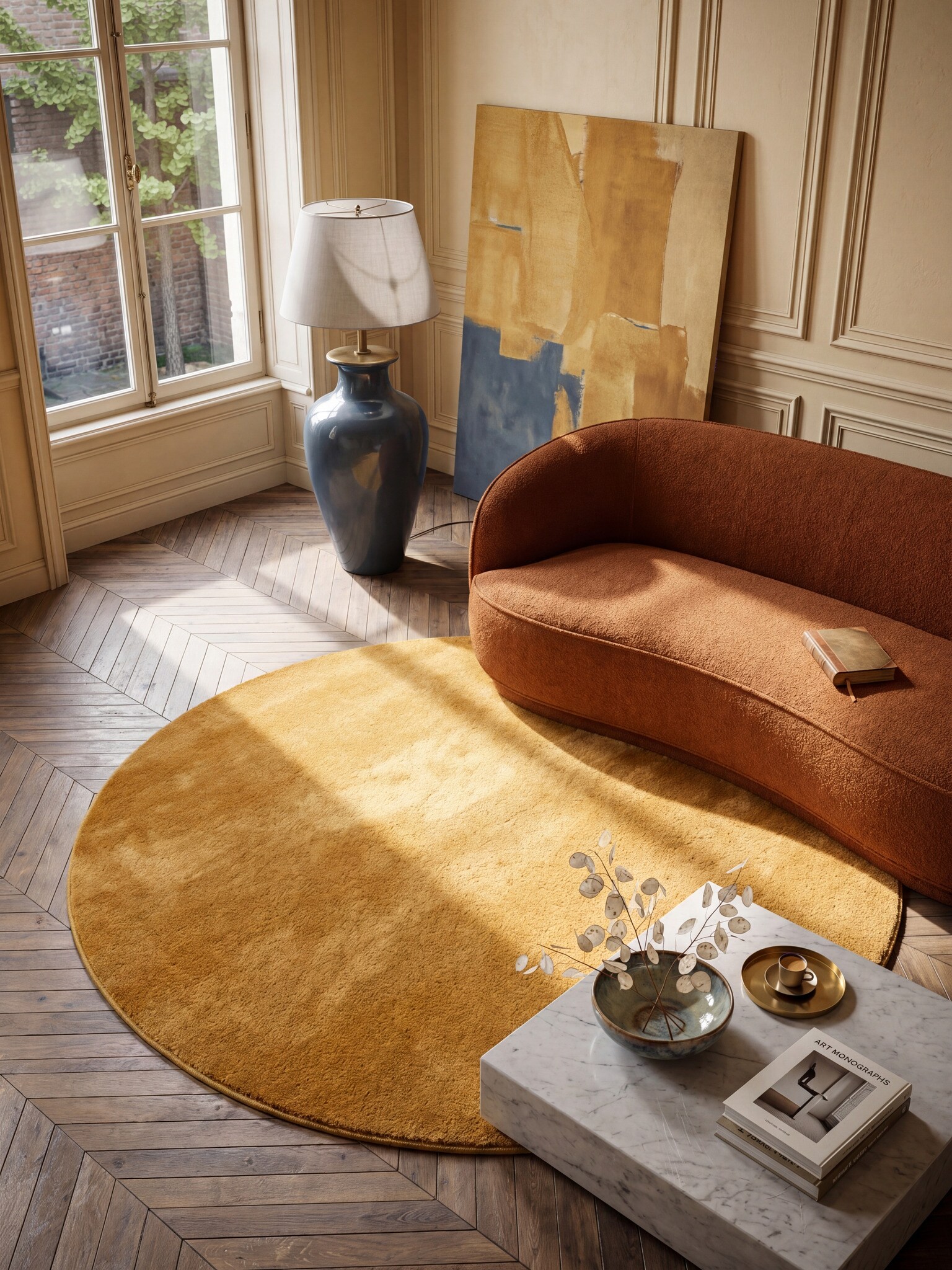 Teppich Antirutsch Gold 120x120 cm - ALDAN | Kadima Design - Bild 1