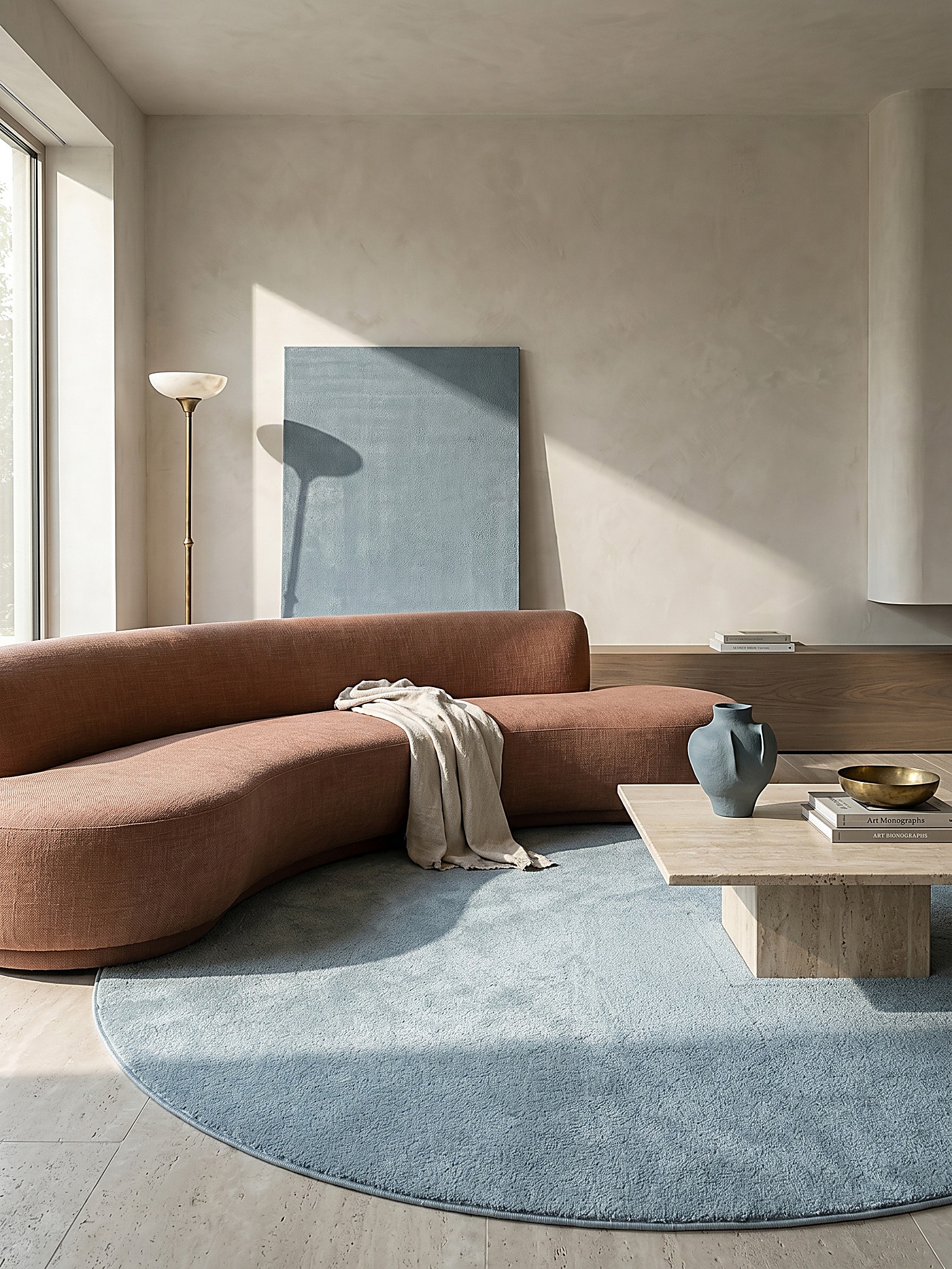 Teppich Antirutsch Blau 120x120 cm - ALDAN | Kadima Design - Bild 1