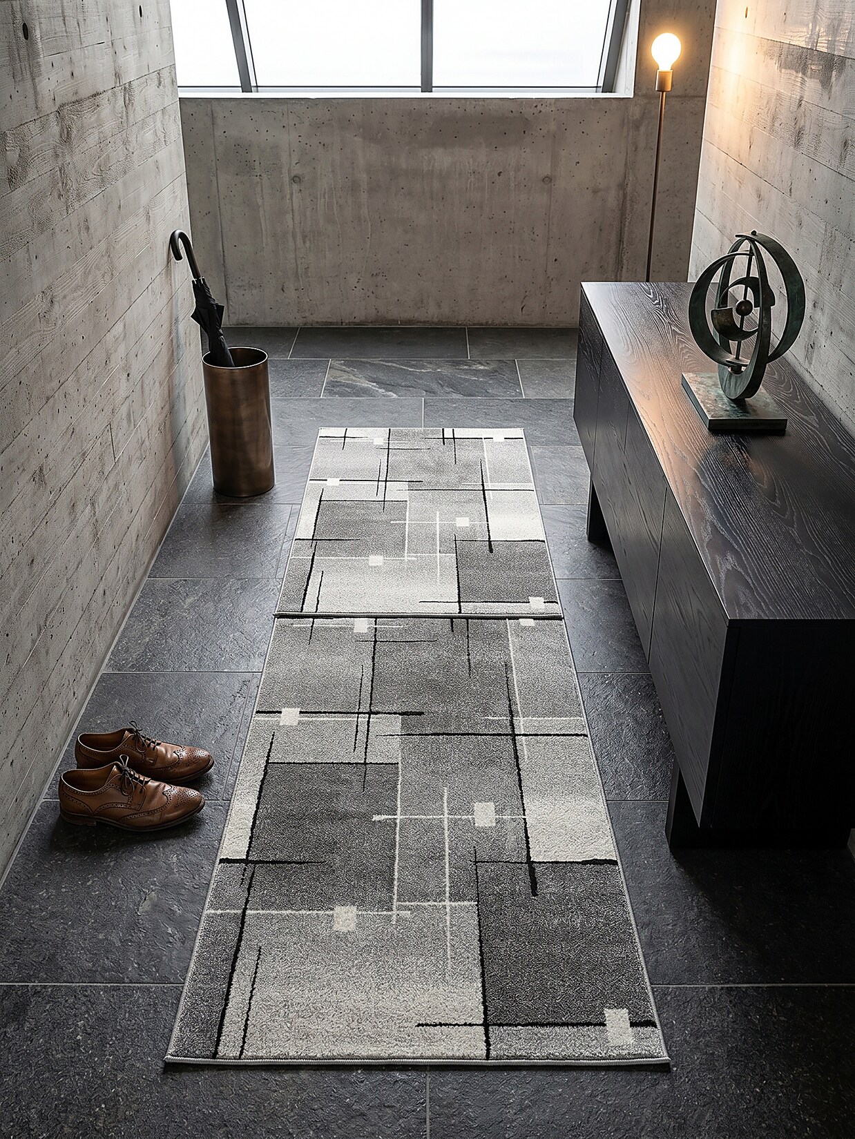 Niederflor-Läufer Kurzflor Grau 80x140 cm - THUR Kadima Design