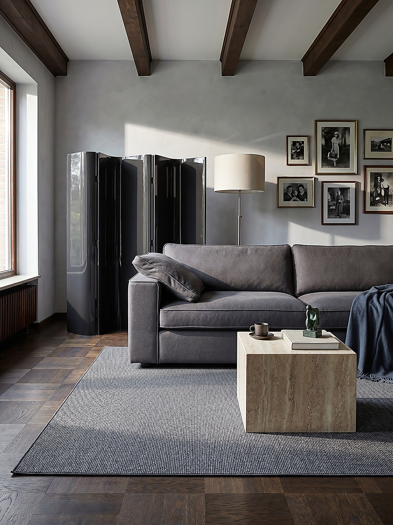 Niederflor-Teppich Uni Beige 133x133 cm - COLFOSCO | Kadima Design - Bild 1