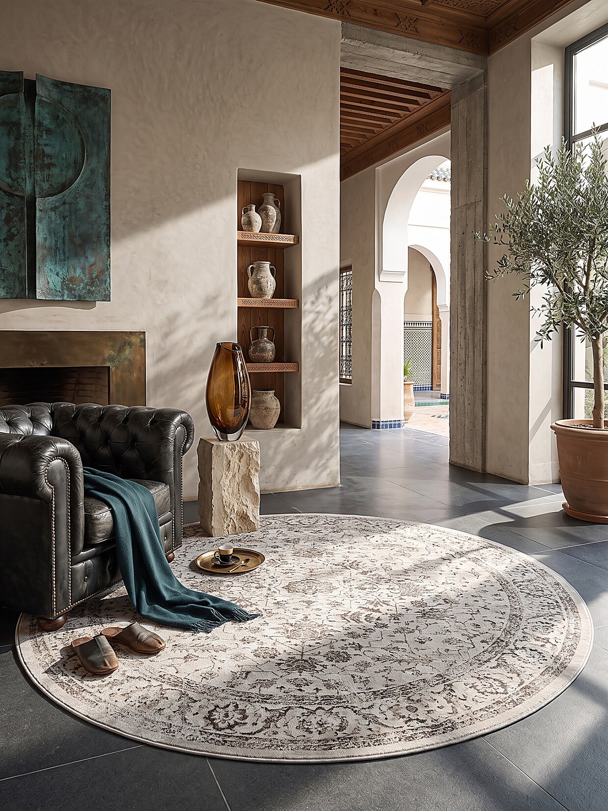 Teppich Polyester Creme 200x200 cm - KAVALA Kadima Design
